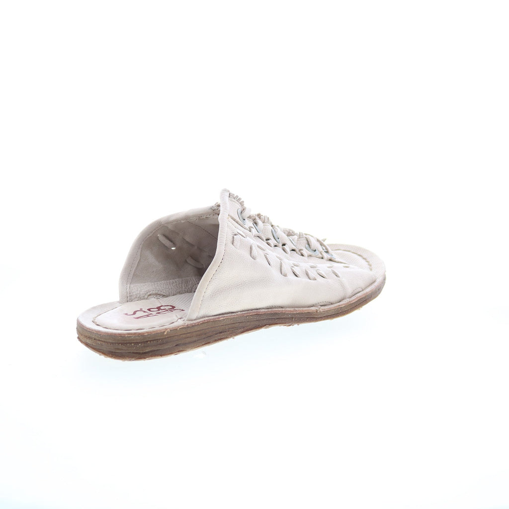 Regis Womens Beige Leather Slip On Slides Sandals Shoes