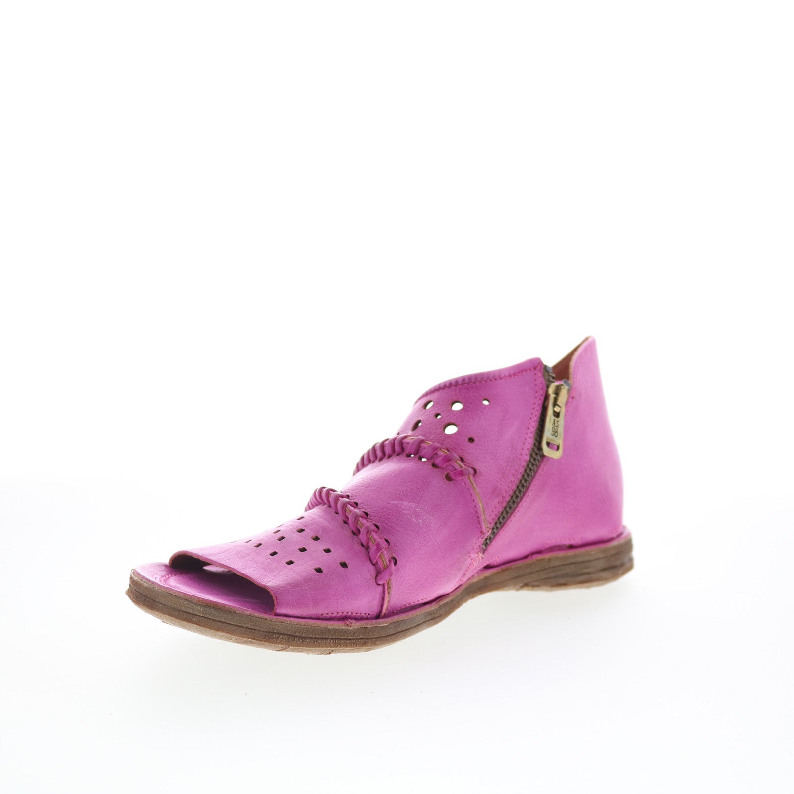 Reign Womens Purple Leather Zipper Strap Sandals Shoes
