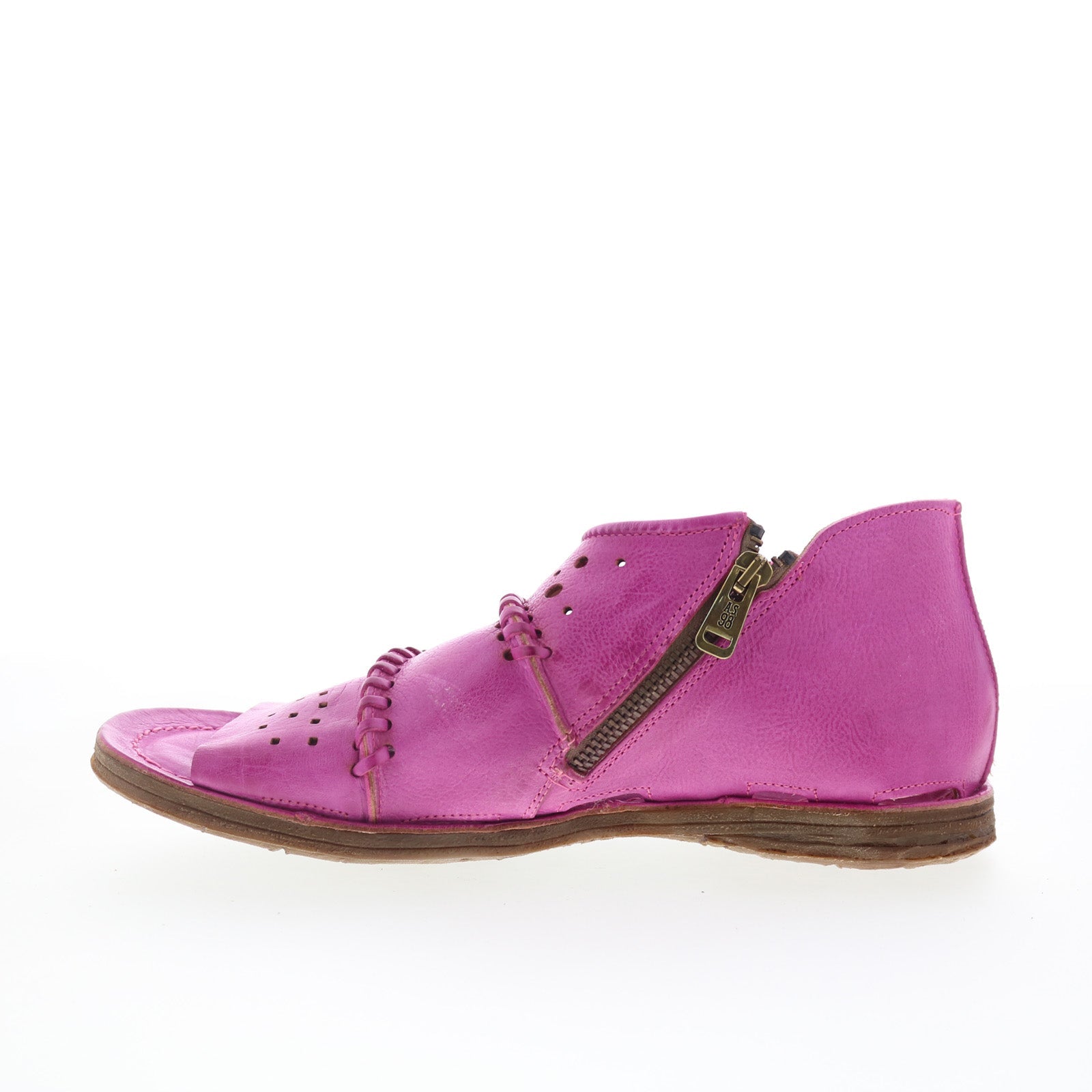 Reign Womens Purple Leather Zipper Strap Sandals Shoes
