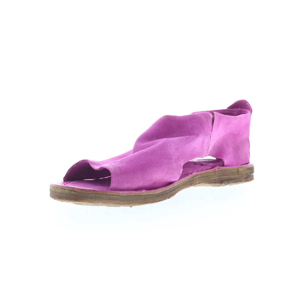 Reiley Womens Purple Leather Slip On Mule Flats Shoes