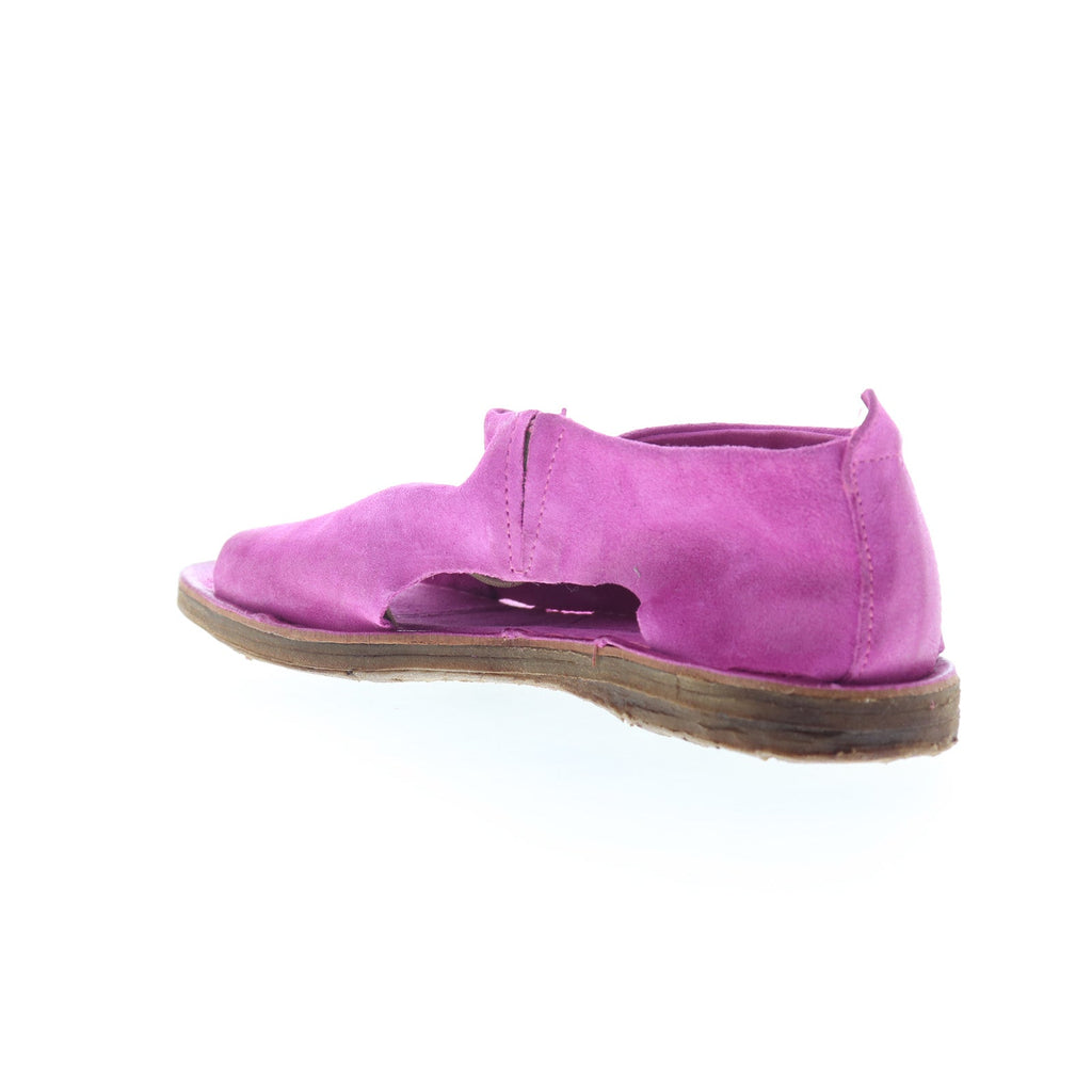 Reiley Womens Purple Leather Slip On Mule Flats Shoes