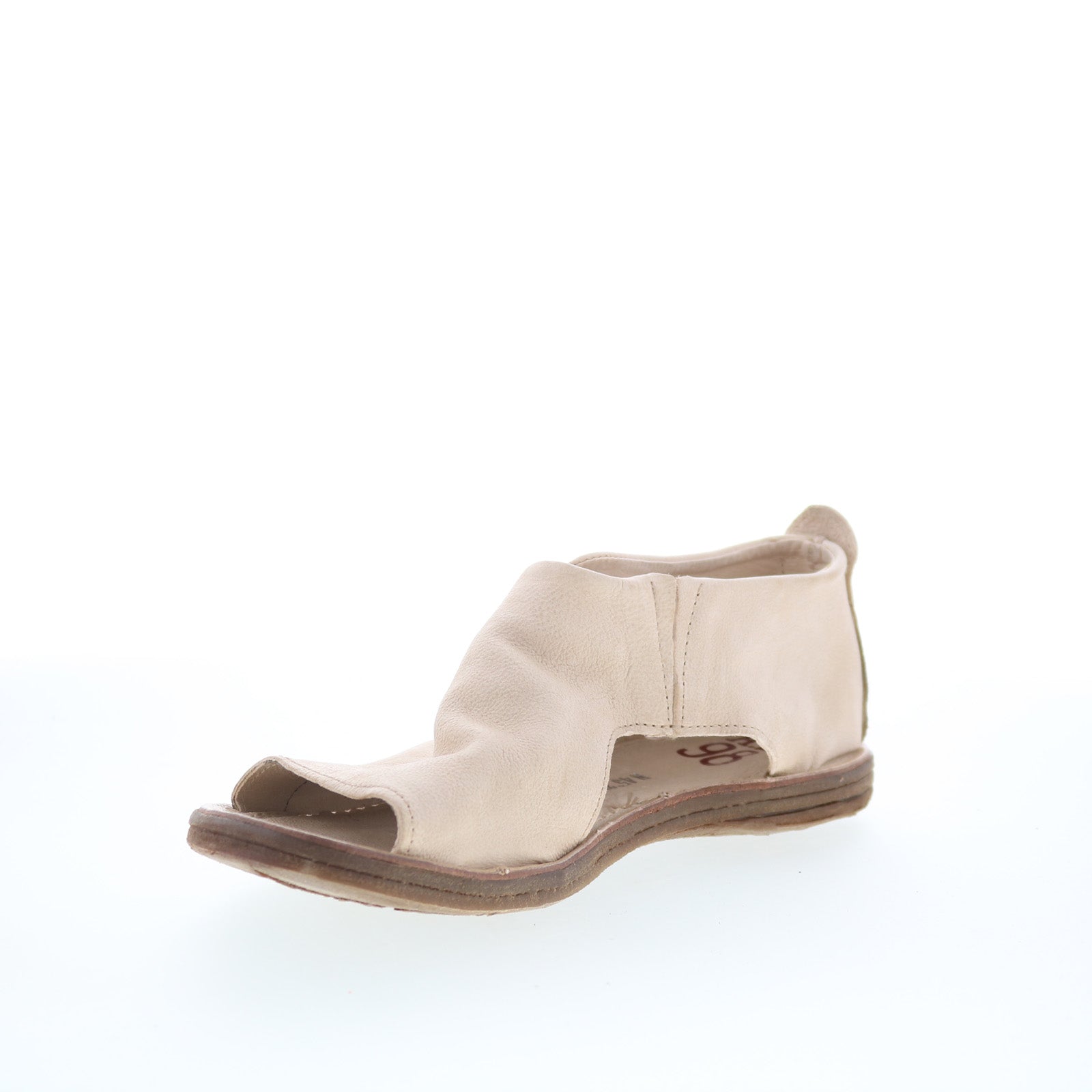 Reiley Womens Beige Leather Slip On Strap Sandals Shoes