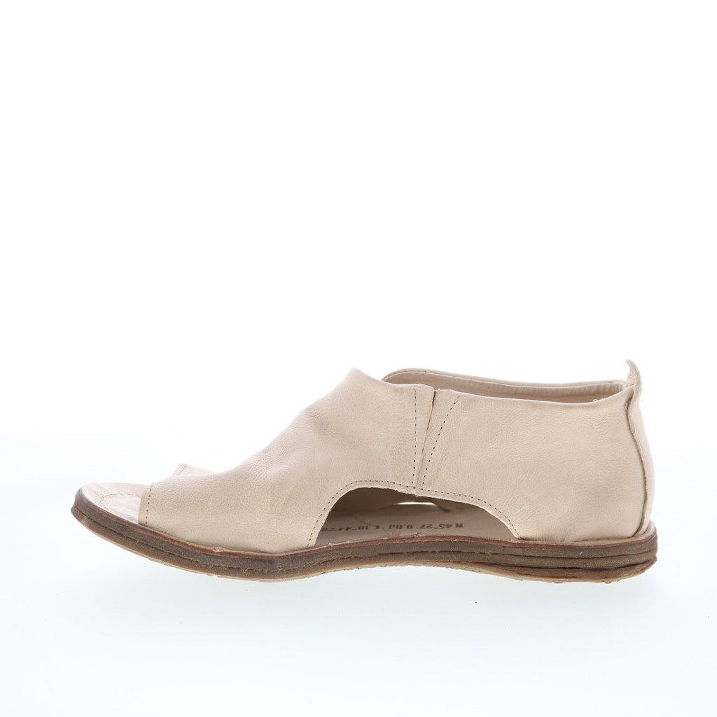 Reiley Womens Beige Leather Slip On Strap Sandals Shoes