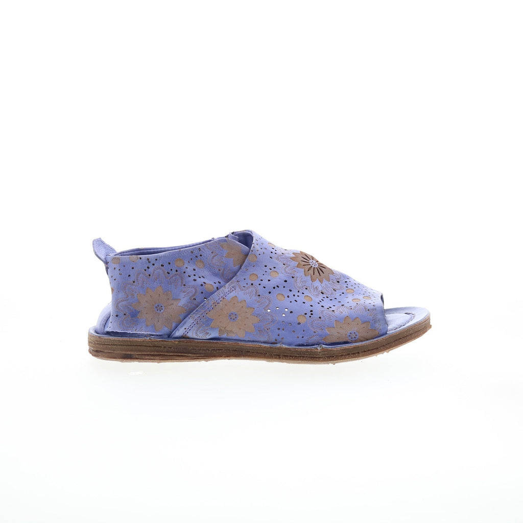 Reiley Floral Womens Purple Leather Slip On Mule Flats Shoes