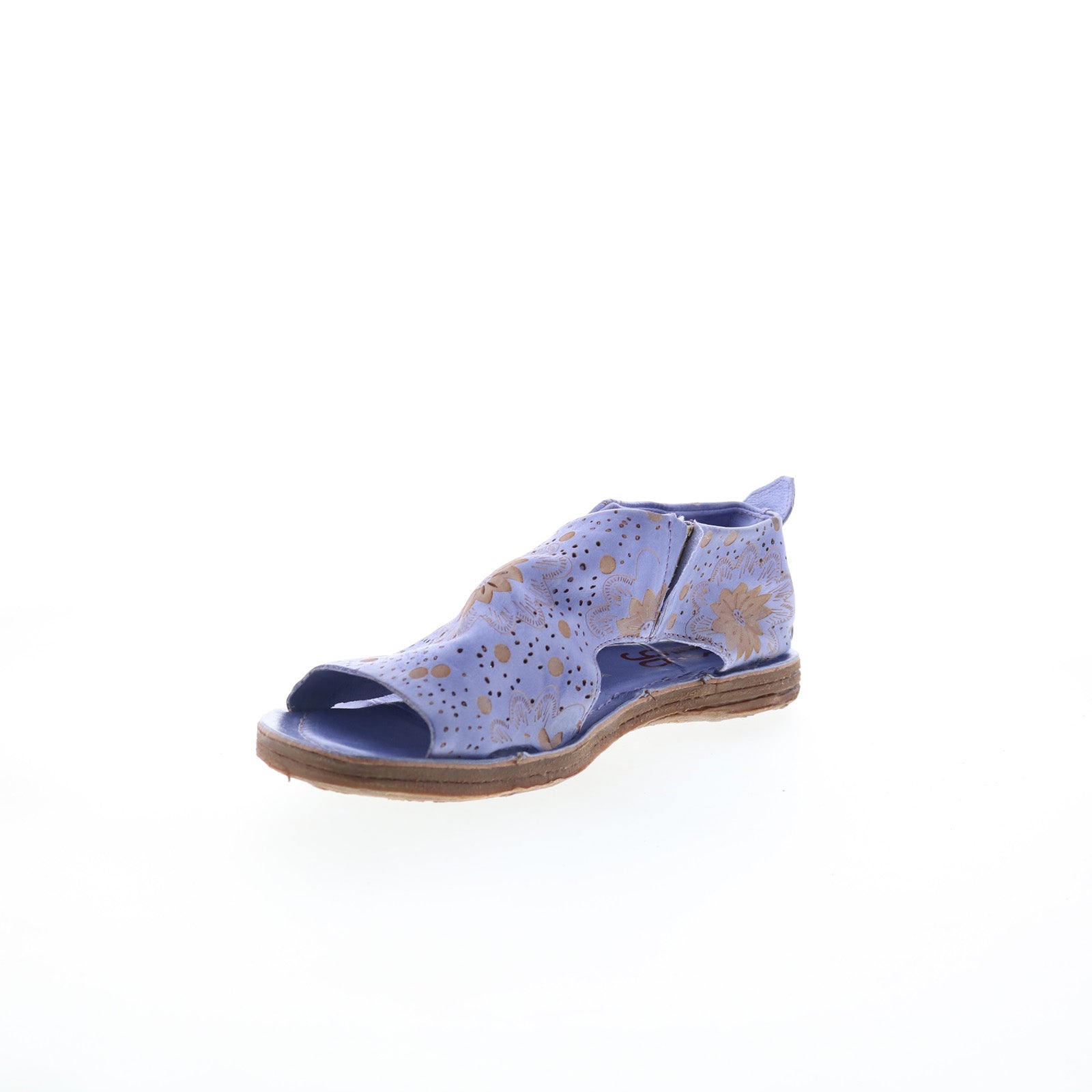 Reiley Floral Womens Purple Leather Slip On Mule Flats Shoes