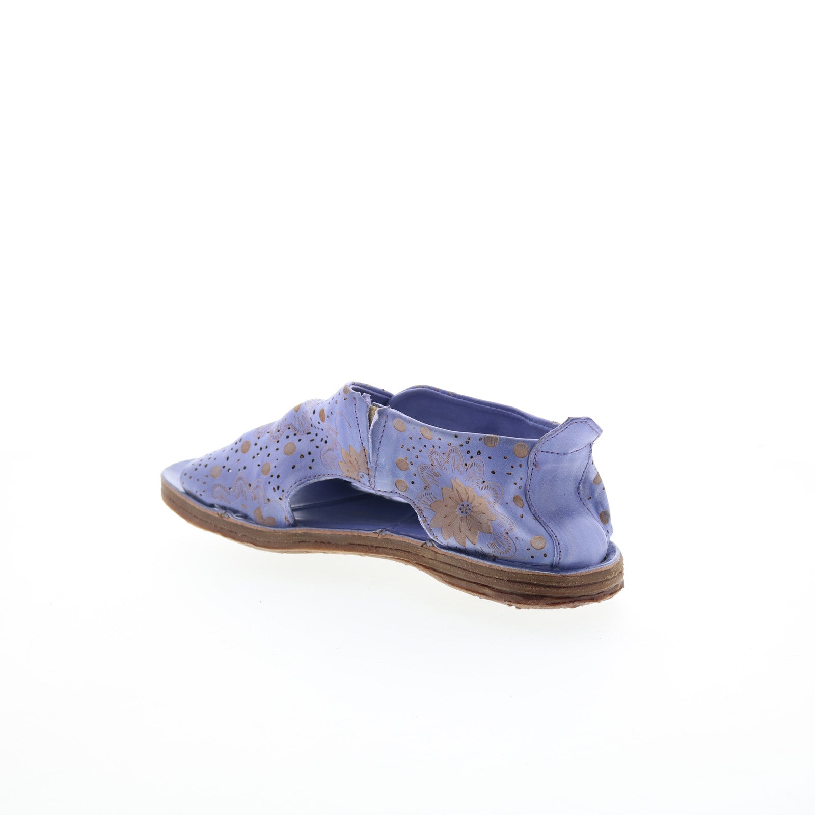 Reiley Floral Womens Purple Leather Slip On Mule Flats Shoes