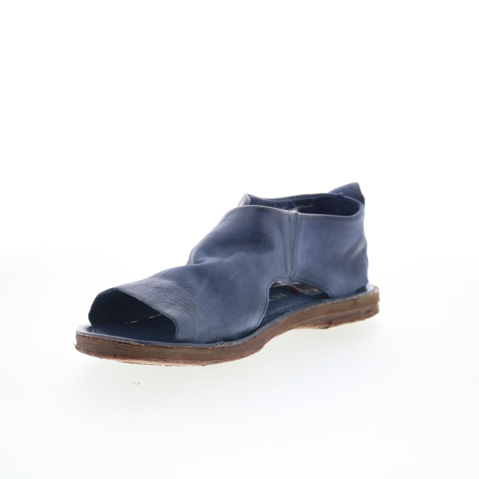 Reiley Womens Blue Leather Slip On Strap Sandals Shoes