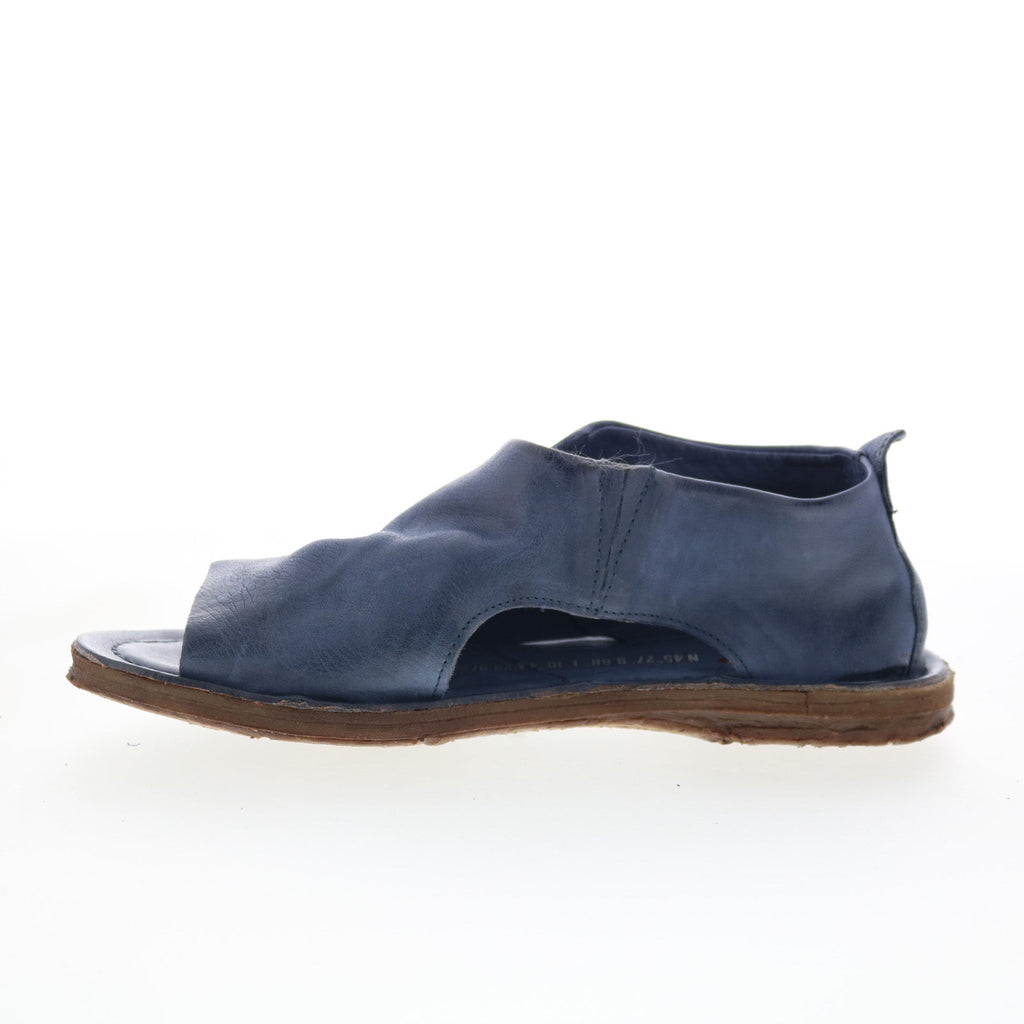 Reiley Womens Blue Leather Slip On Strap Sandals Shoes