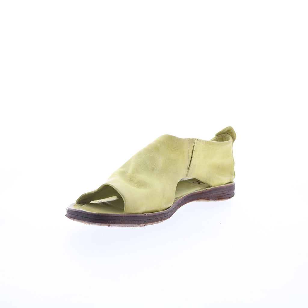 Reiley Womens Green Leather Slip On Mule Flats Shoes