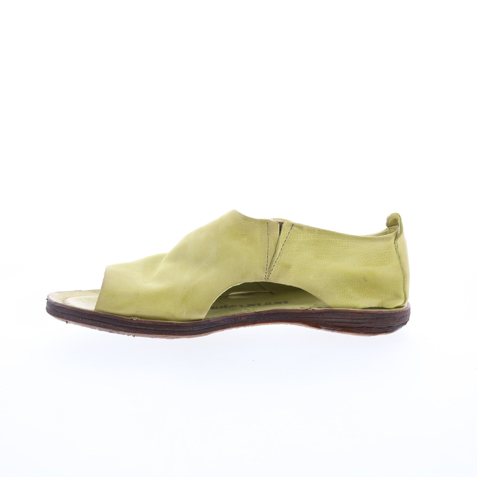 Reiley Womens Green Leather Slip On Mule Flats Shoes