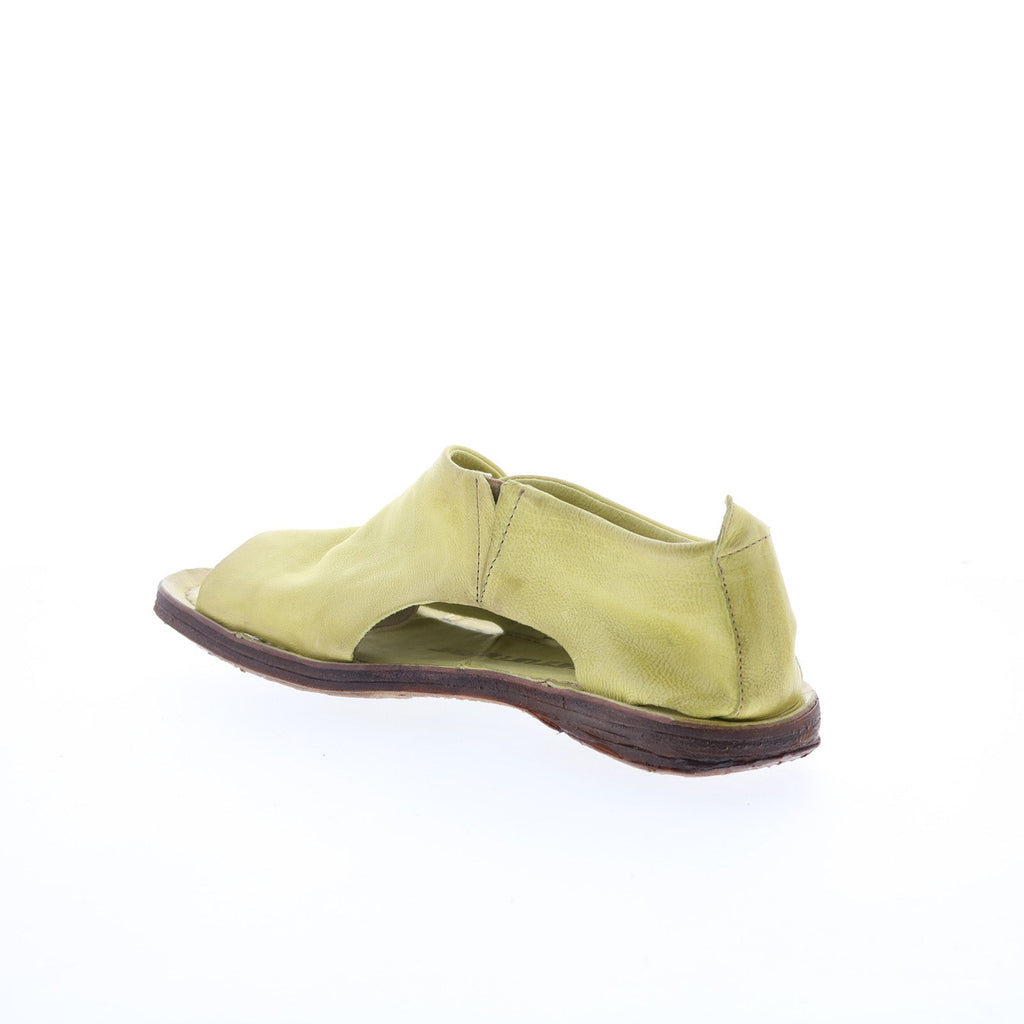 Reiley Womens Green Leather Slip On Mule Flats Shoes