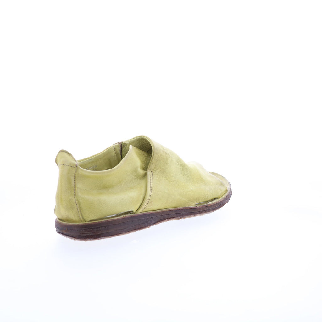 Reiley Womens Green Leather Slip On Mule Flats Shoes
