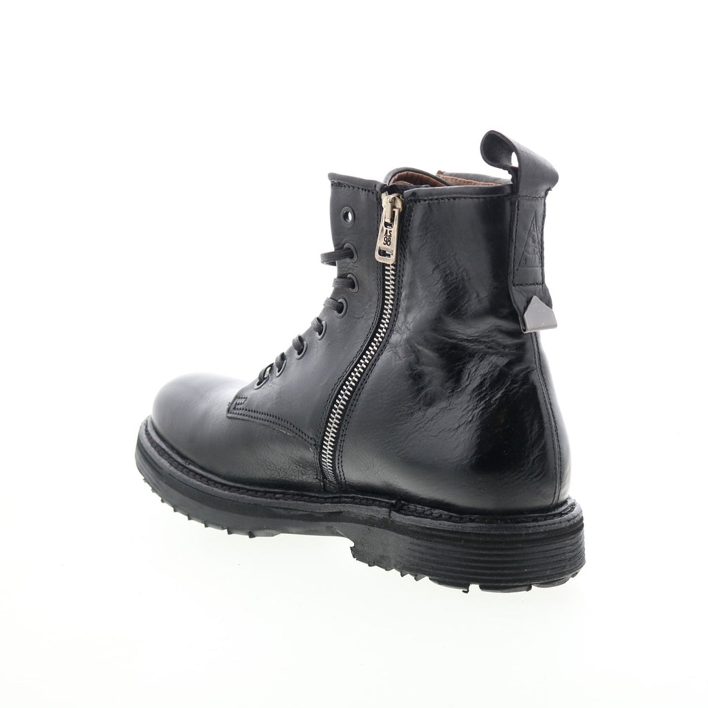 Renald Mens Black Leather Zipper Casual Dress Boots