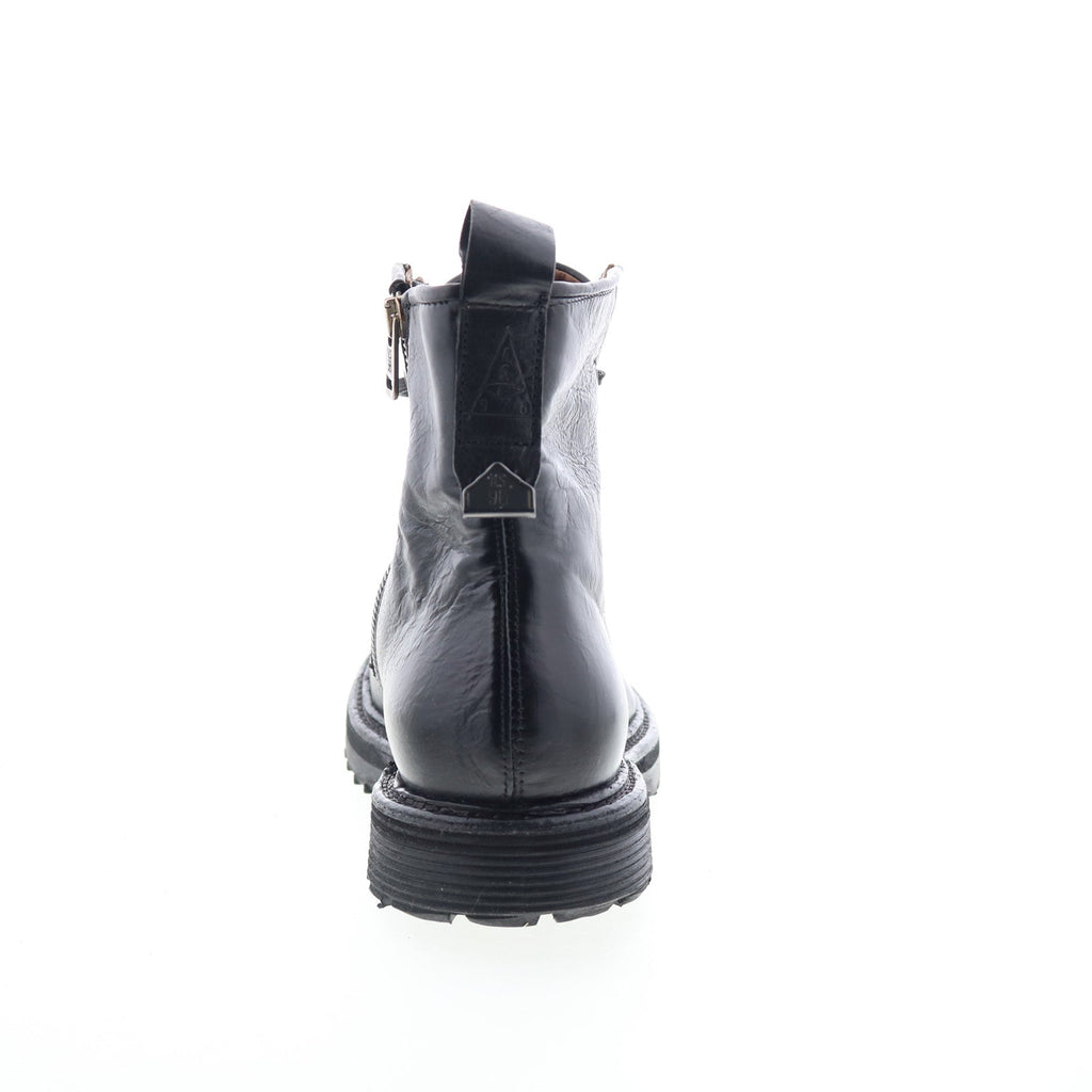 Renald Mens Black Leather Zipper Casual Dress Boots
