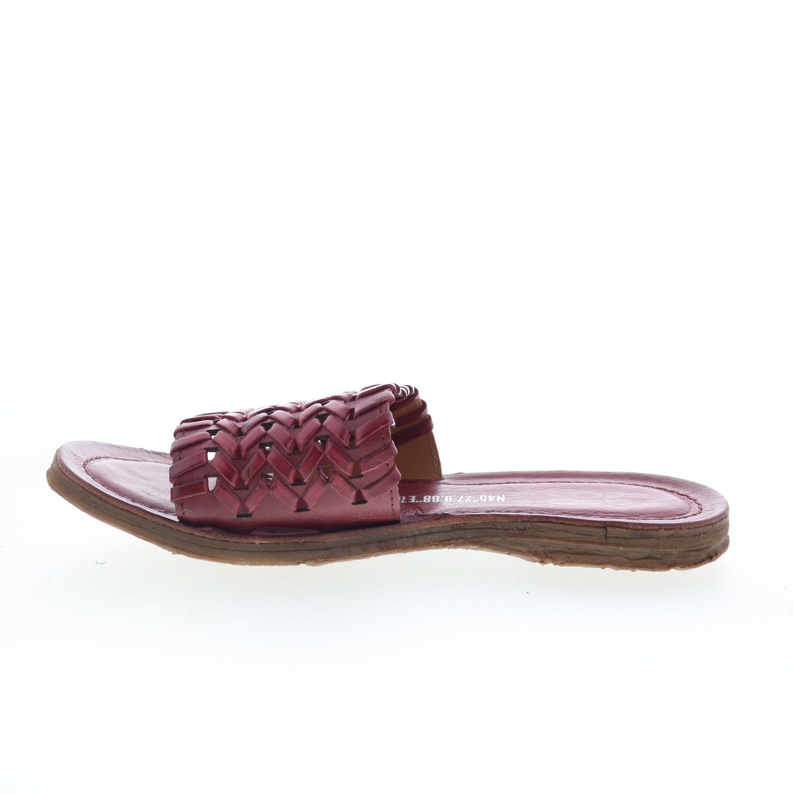 Rex Womens Burgundy Leather Slip On Slides Sandals Shoes