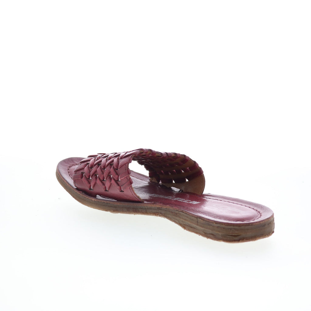 Rex Womens Burgundy Leather Slip On Slides Sandals Shoes