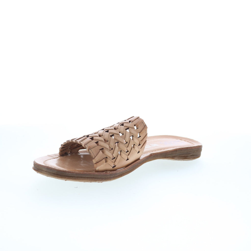 Rex Womens Brown Leather Slip On Slides Sandals Shoes