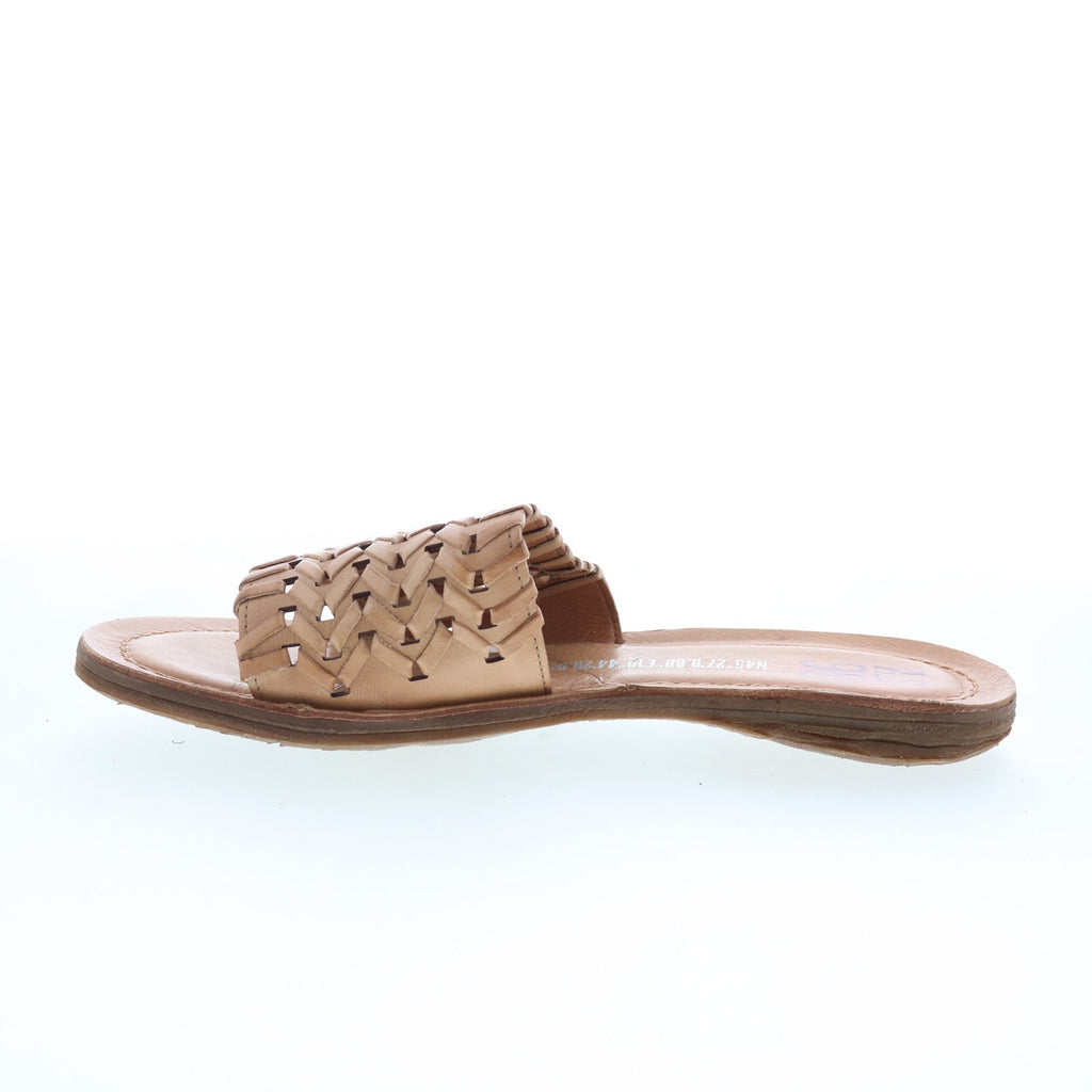 Rex Womens Brown Leather Slip On Slides Sandals Shoes