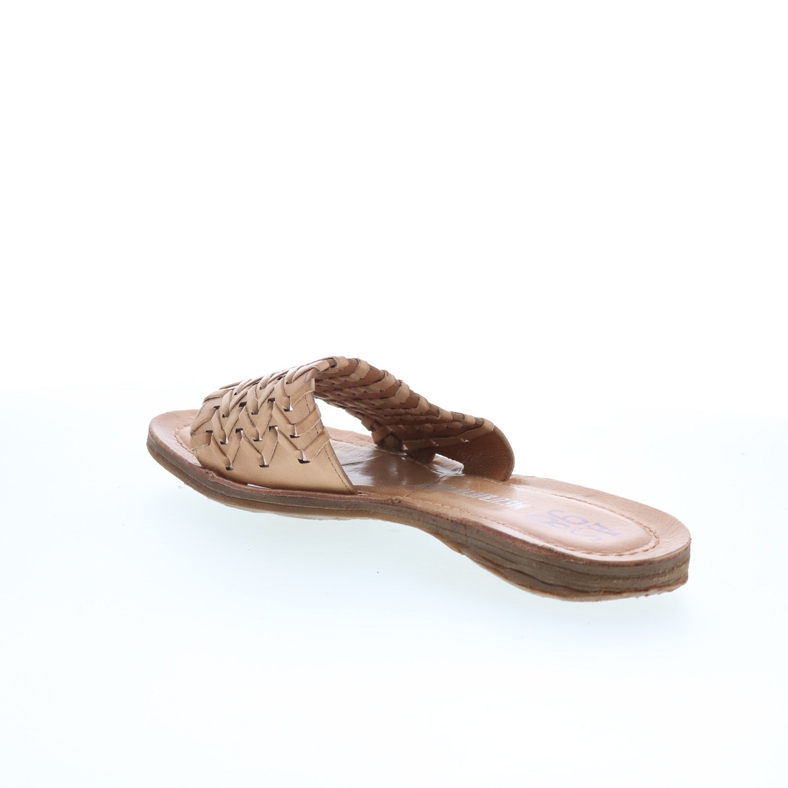 Rex Womens Brown Leather Slip On Slides Sandals Shoes