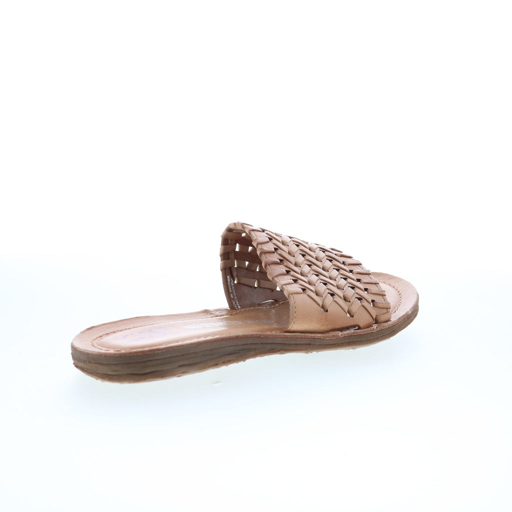 Rex Womens Brown Leather Slip On Slides Sandals Shoes