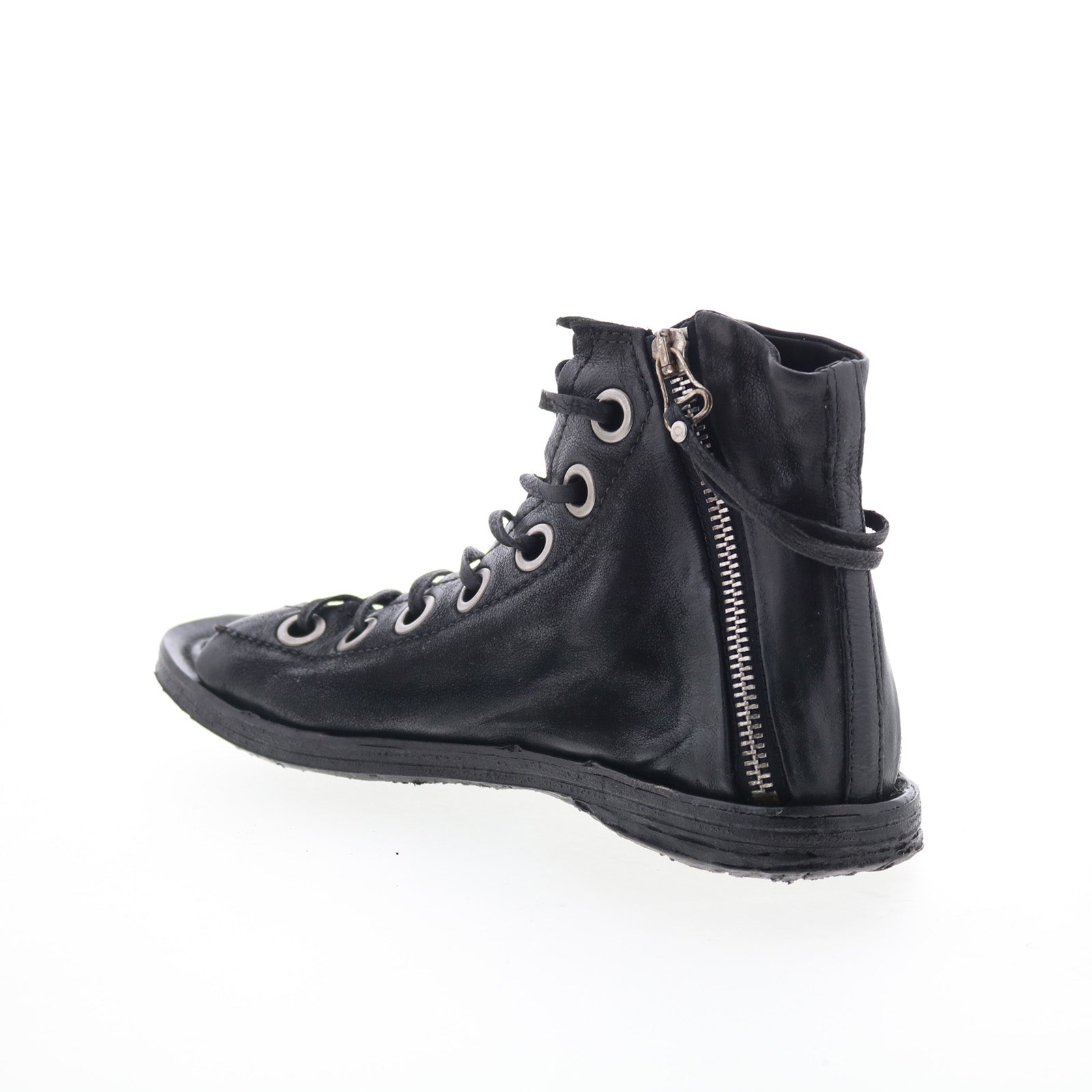 Rhett Womens Black Leather Zipper Strap Sandals Shoes