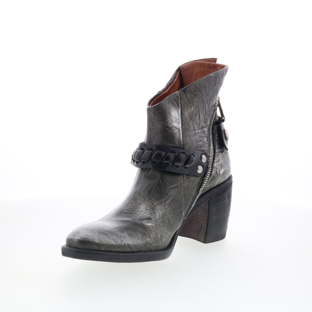 Ridley Womens Silver Leather Zipper Ankle & Booties Boots