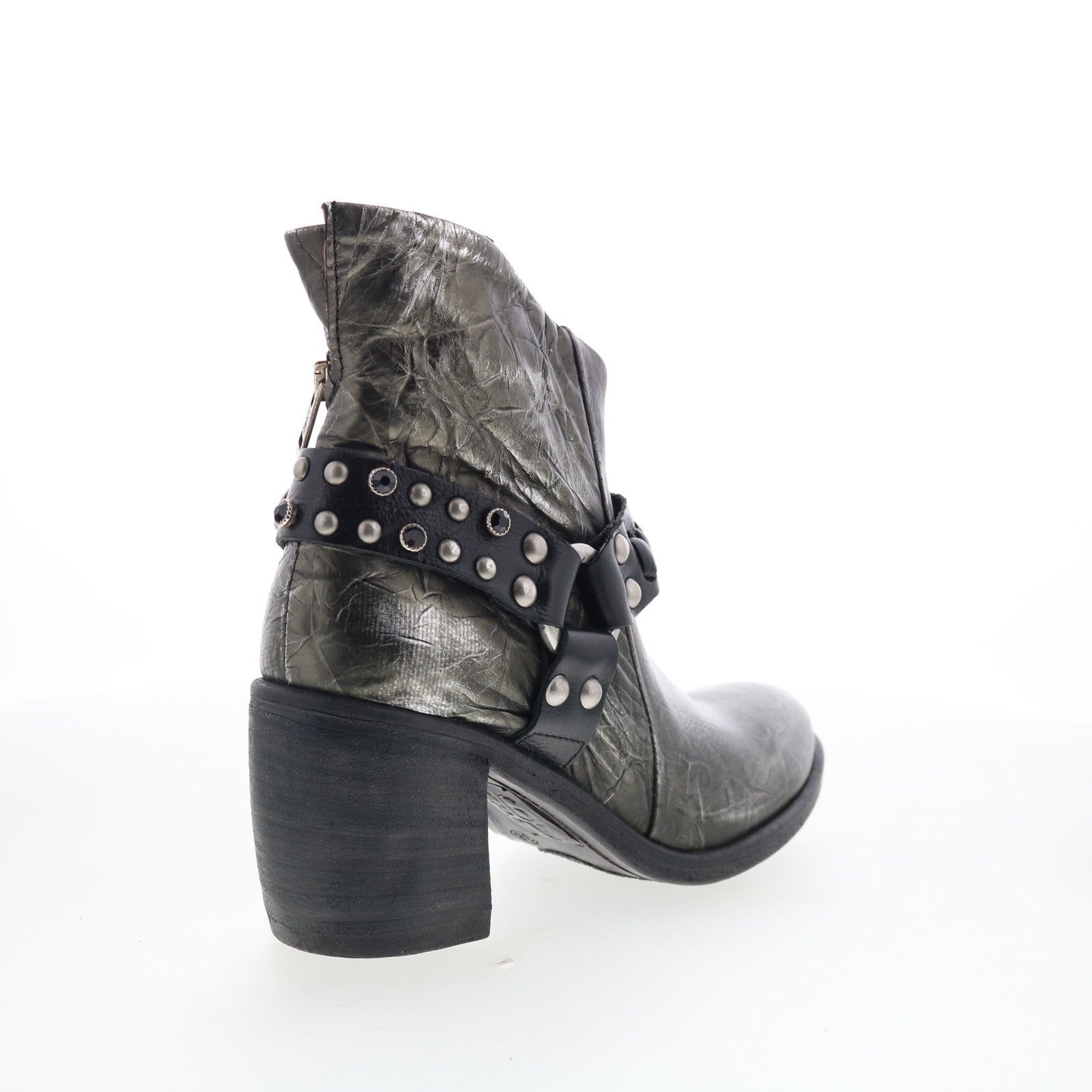 Ridley Womens Silver Leather Zipper Ankle & Booties Boots