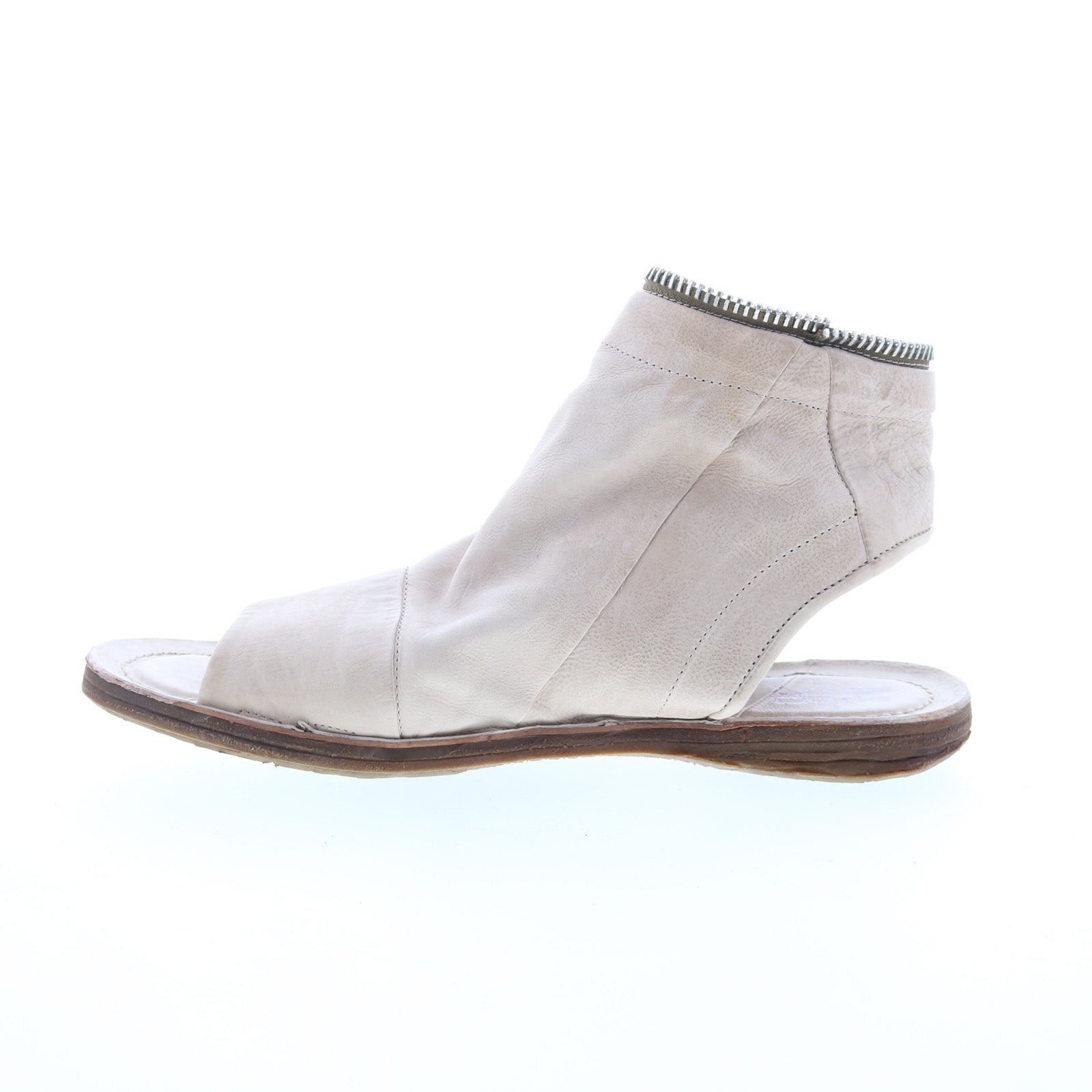 Ritchie Womens Gray Leather Zipper Mule Flats Shoes