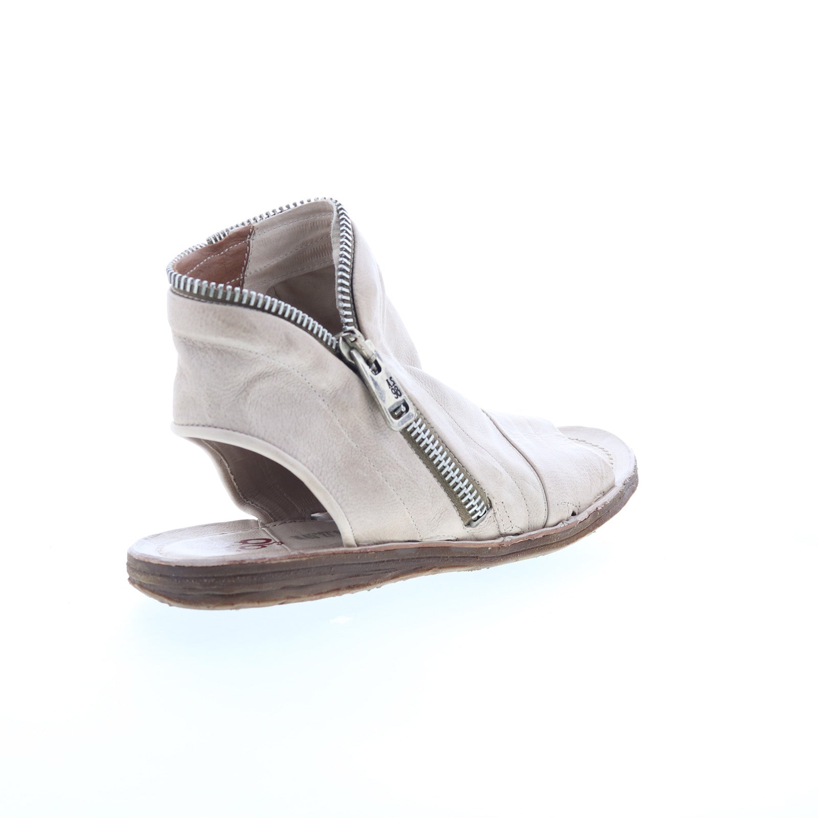 Ritchie Womens Gray Leather Zipper Mule Flats Shoes
