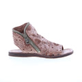 Ritchie Floral Womens Brown Leather Zipper Mule Flats Shoes