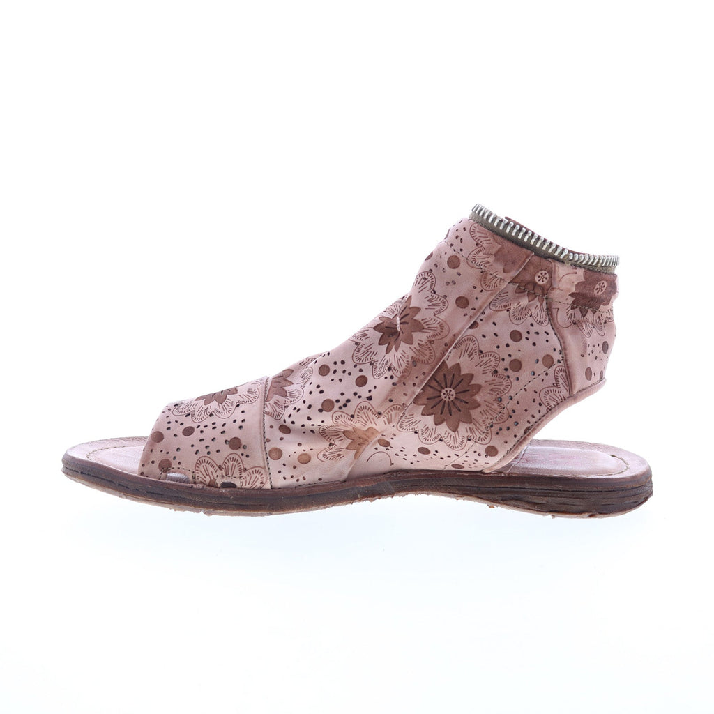 Ritchie Floral Womens Brown Leather Zipper Mule Flats Shoes