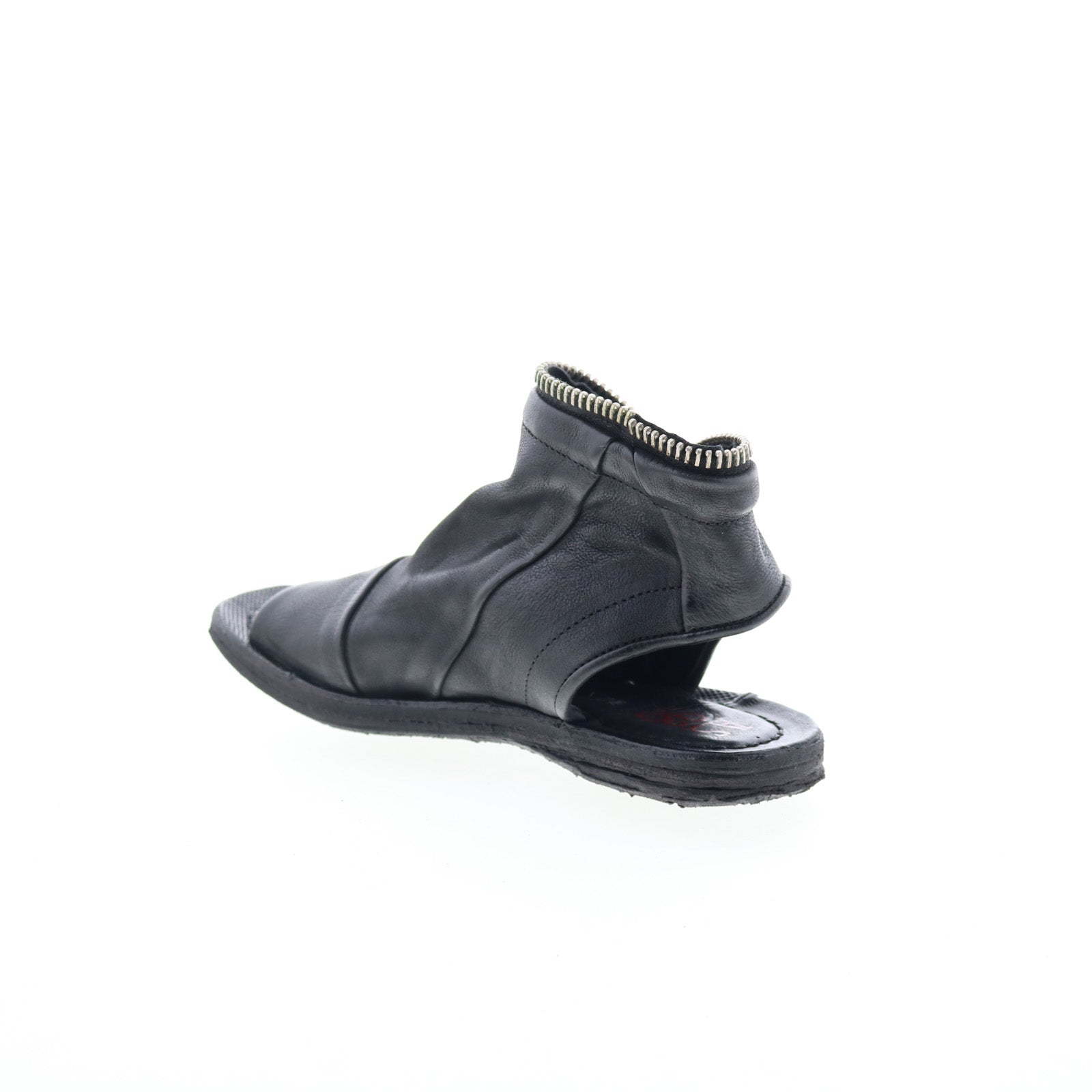 Ritchie Womens Black Leather Zipper Mule Flats Shoes