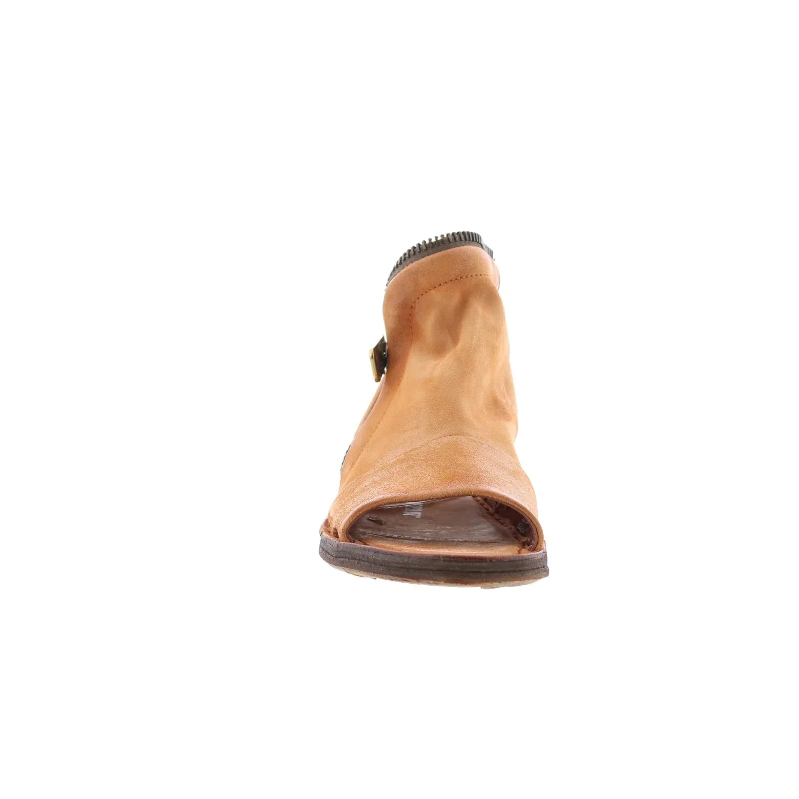 Ritchie Womens Brown Leather Zipper Mule Flats Shoes