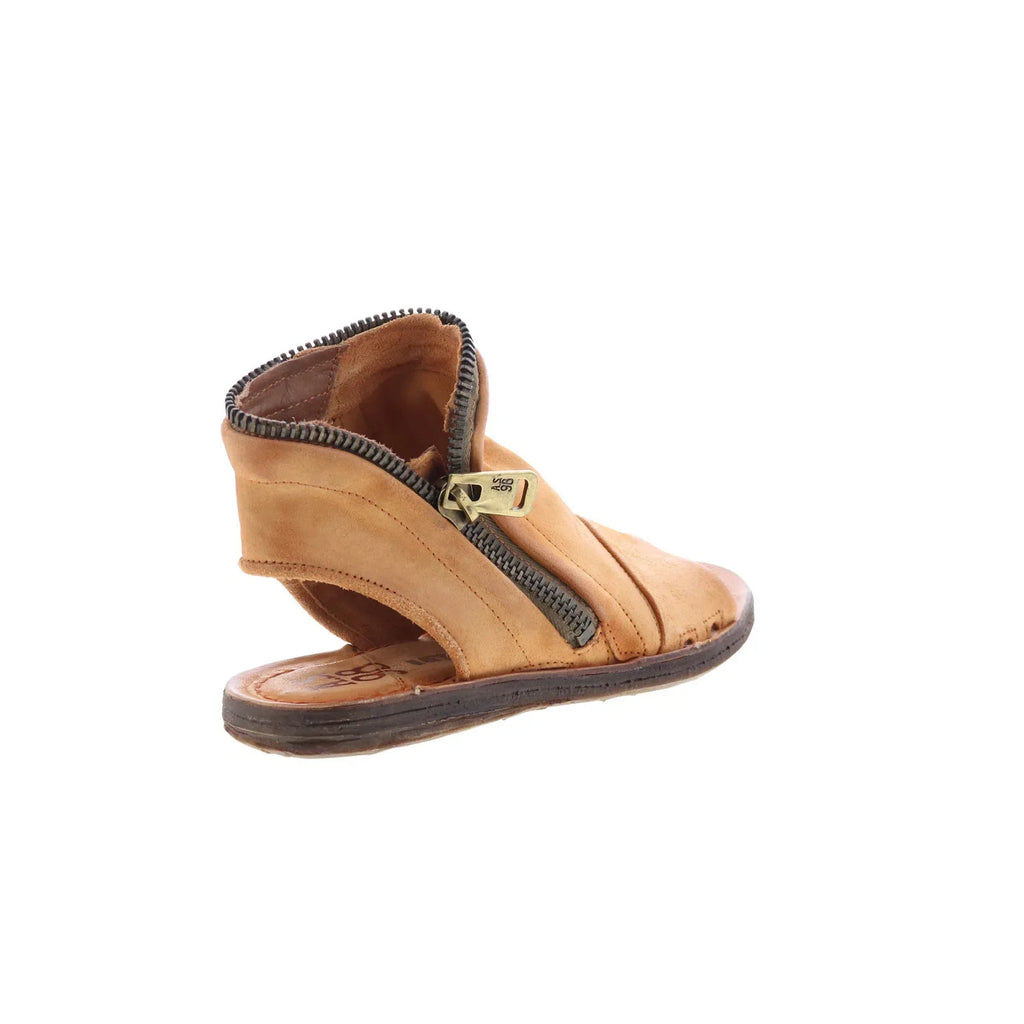 Ritchie Womens Brown Leather Zipper Mule Flats Shoes