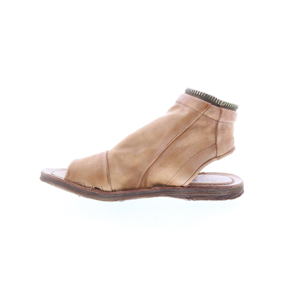 Ritchie Womens Brown Leather Zipper Mule Flats Shoes