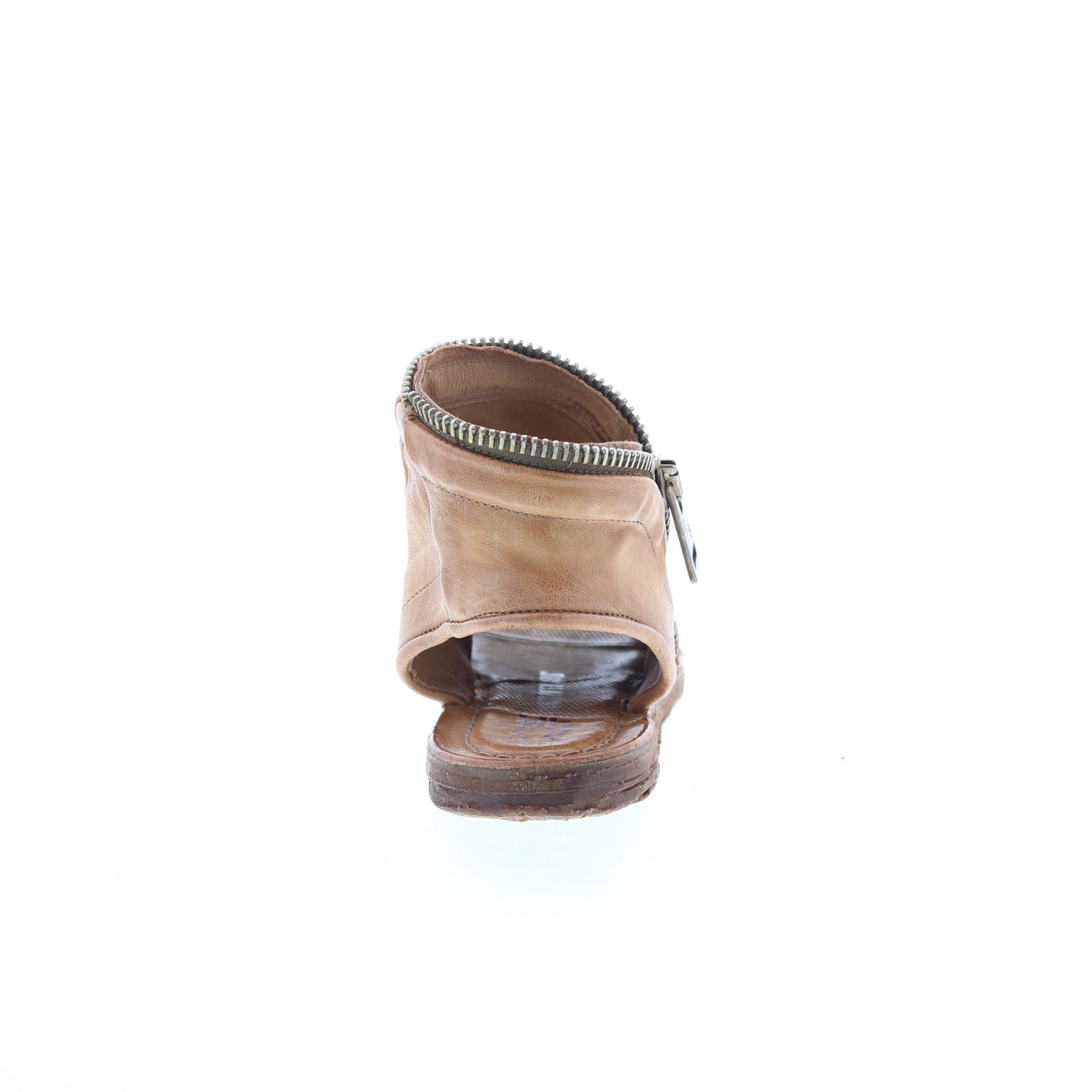 Ritchie Womens Brown Leather Zipper Mule Flats Shoes