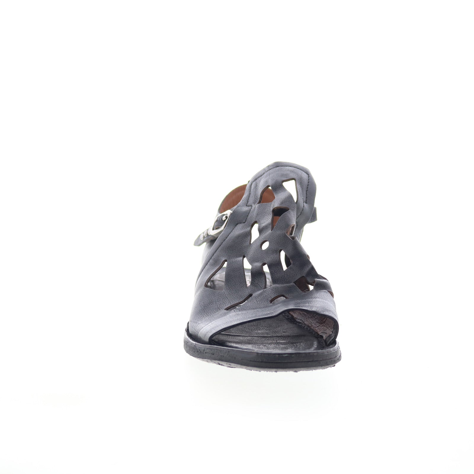 Rogan Womens Black Leather Hook & Loop Strap Sandals Shoes