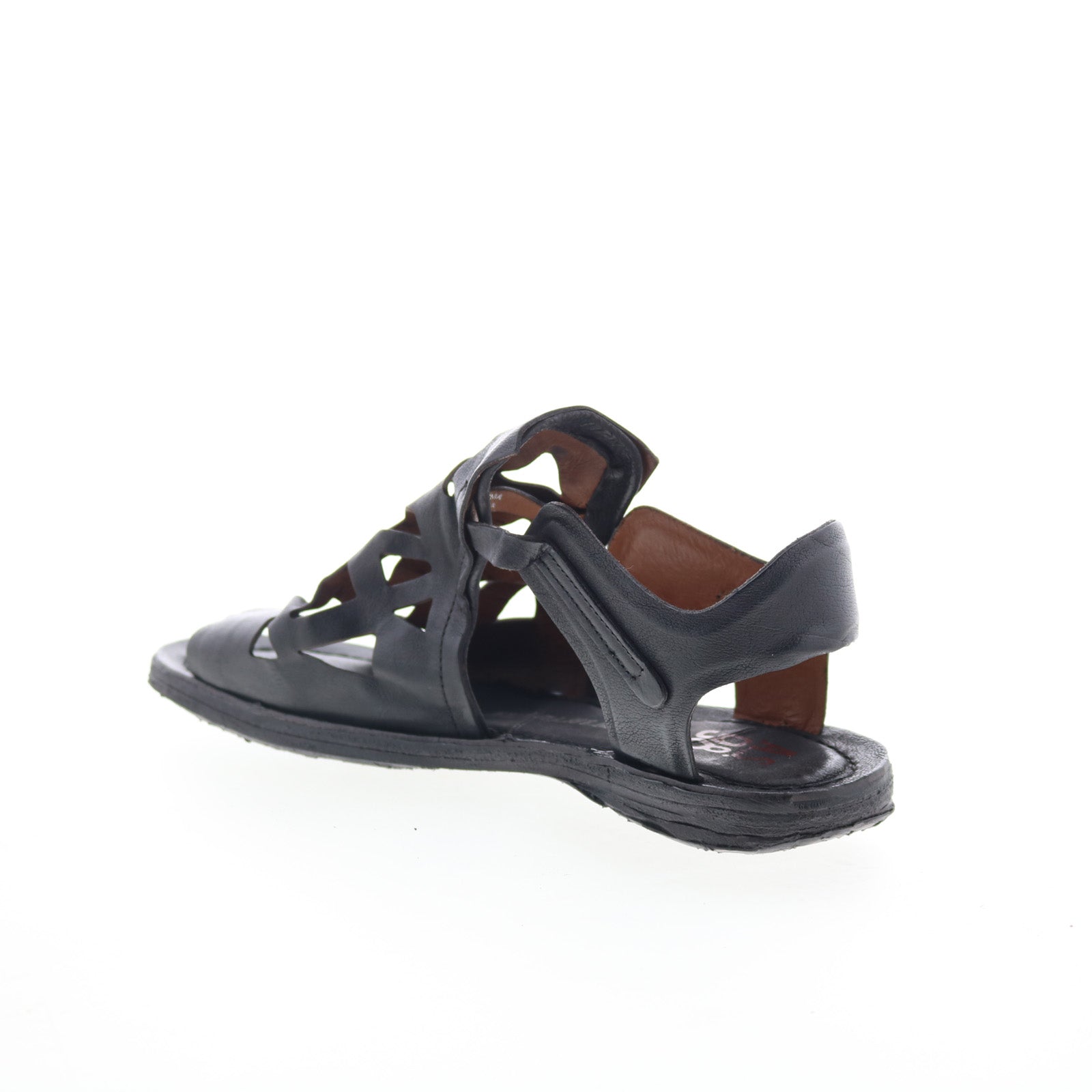 Rogan Womens Black Leather Hook & Loop Strap Sandals Shoes