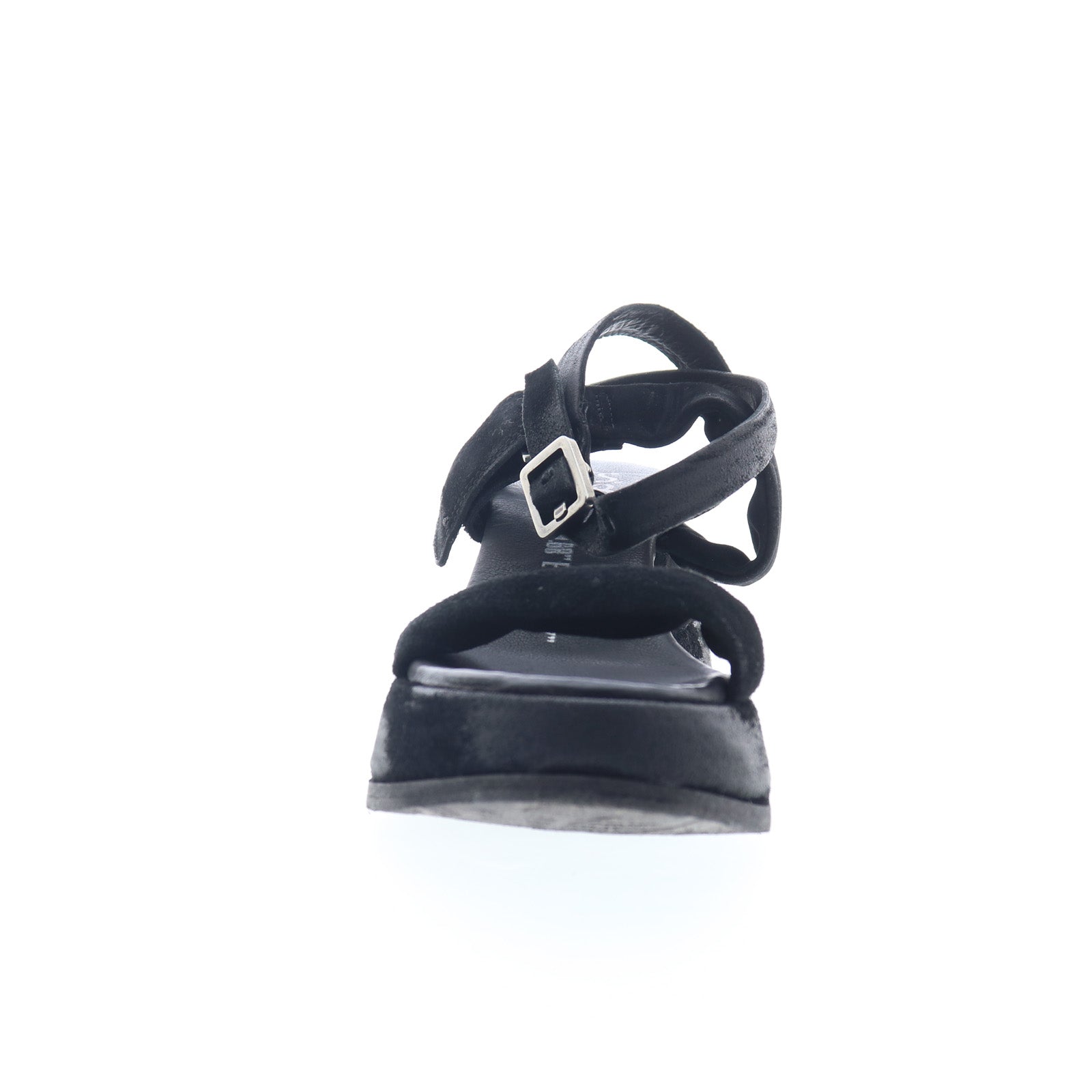 Rooney Womens Black Leather Hook & Loop Platform Sandals Shoes