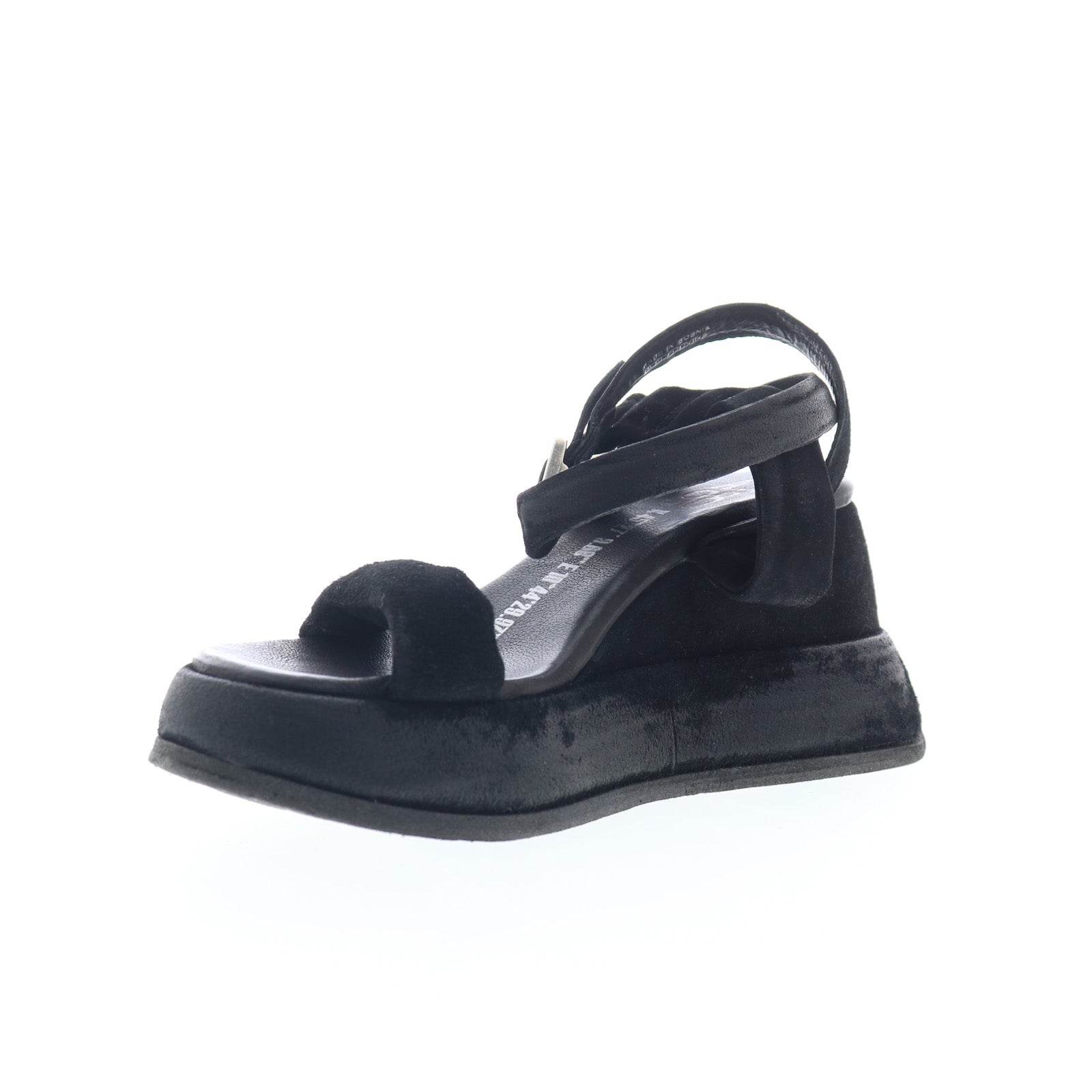 Rooney Womens Black Leather Hook & Loop Platform Sandals Shoes