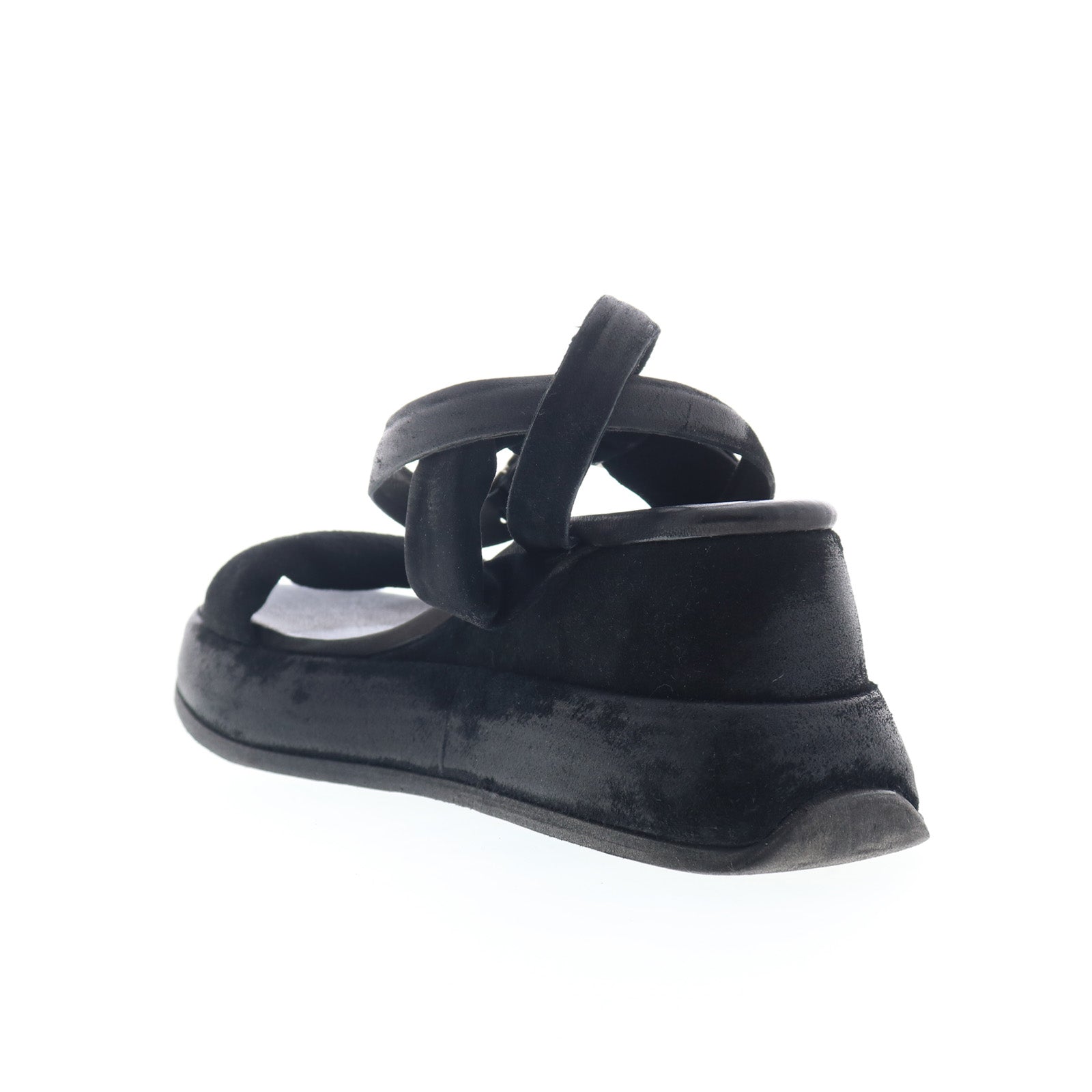 Rooney Womens Black Leather Hook & Loop Platform Sandals Shoes