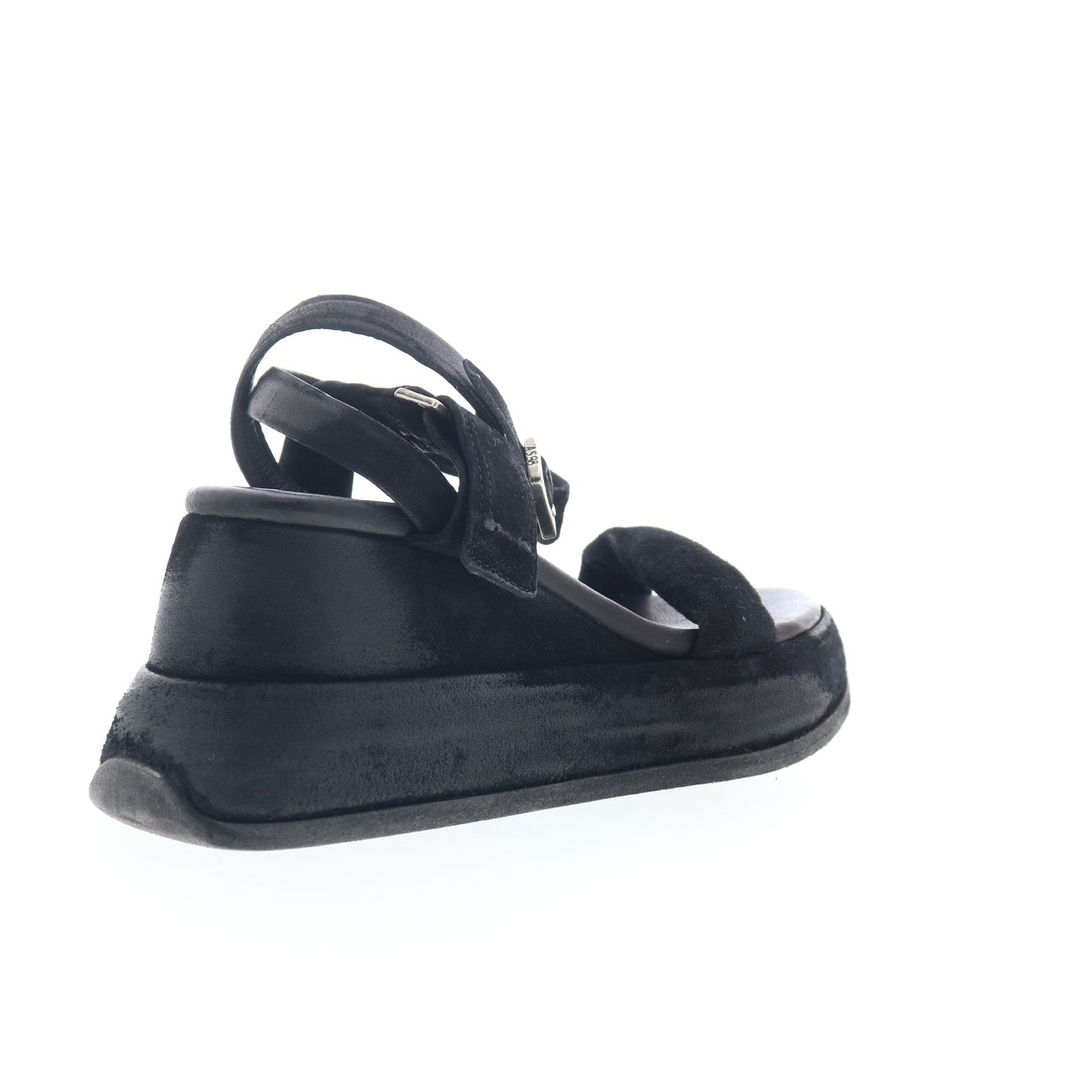 Rooney Womens Black Leather Hook & Loop Platform Sandals Shoes