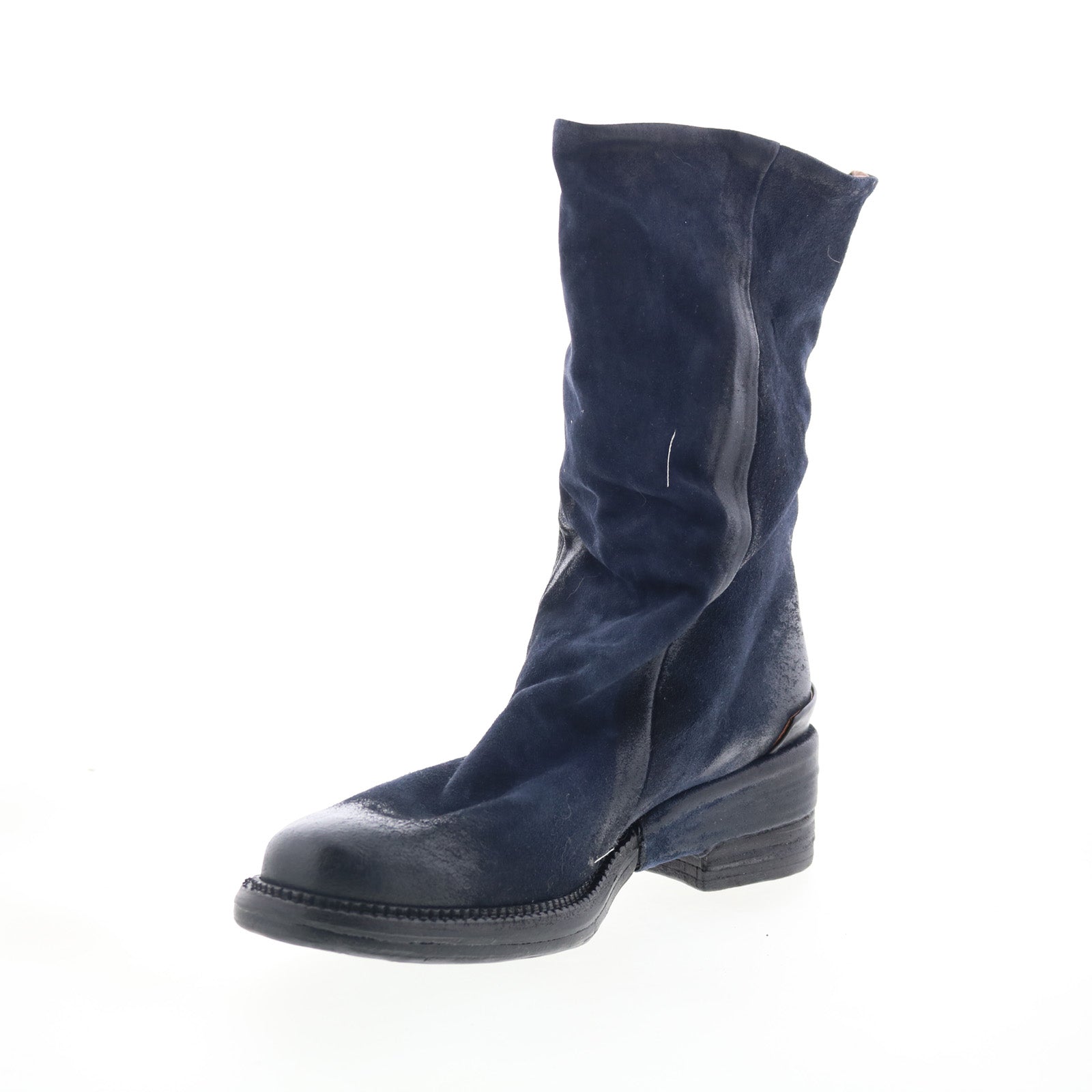 Saddler Womens Blue Leather Zipper Casual Dress Boots