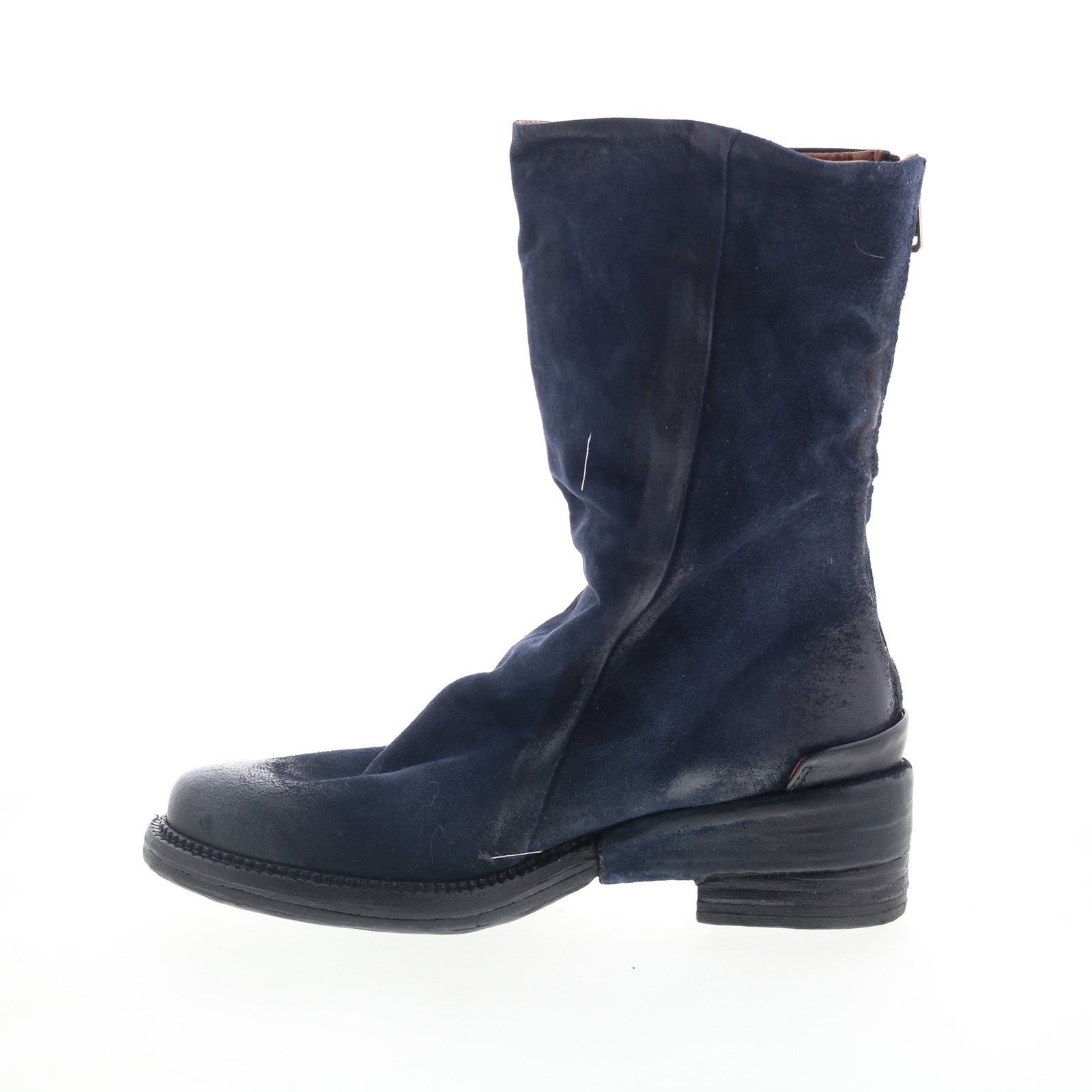 Saddler Womens Blue Leather Zipper Casual Dress Boots