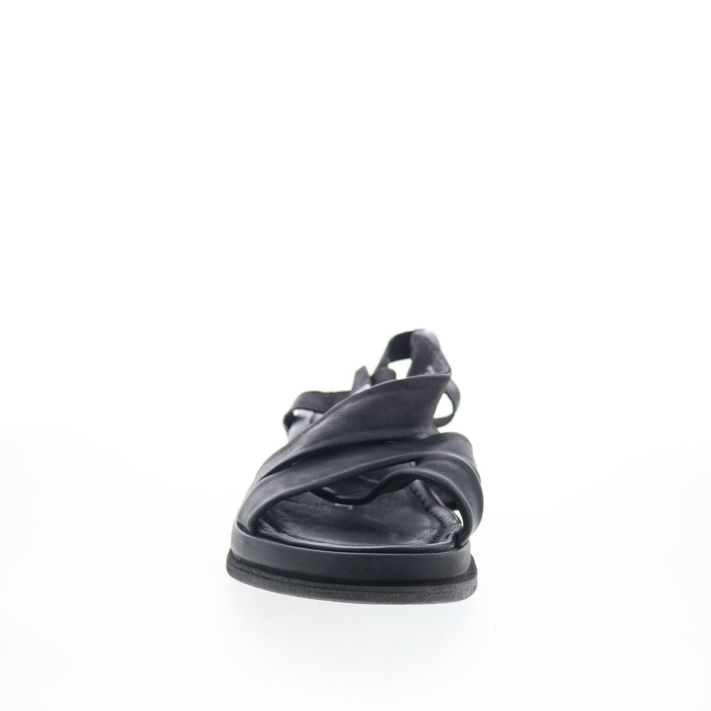 Salvie Womens Black Leather Hook & Loop Strap Sandals Shoes
