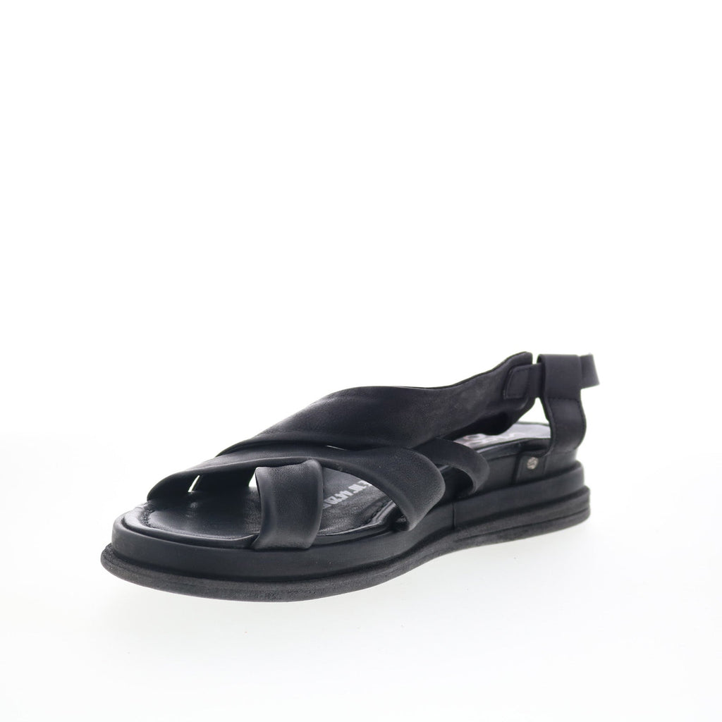 Salvie Womens Black Leather Hook & Loop Strap Sandals Shoes