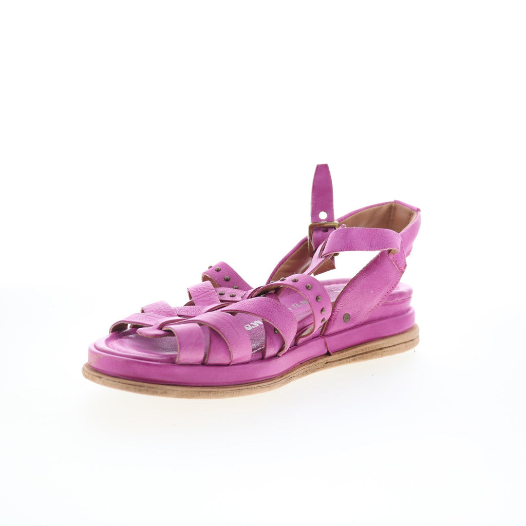 Satchel Womens Purple Leather Hook & Loop Strap Sandals Shoes
