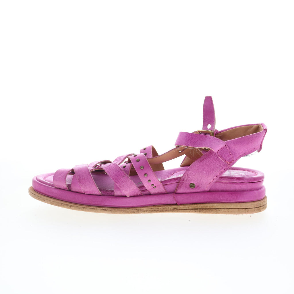 Satchel Womens Purple Leather Hook & Loop Strap Sandals Shoes