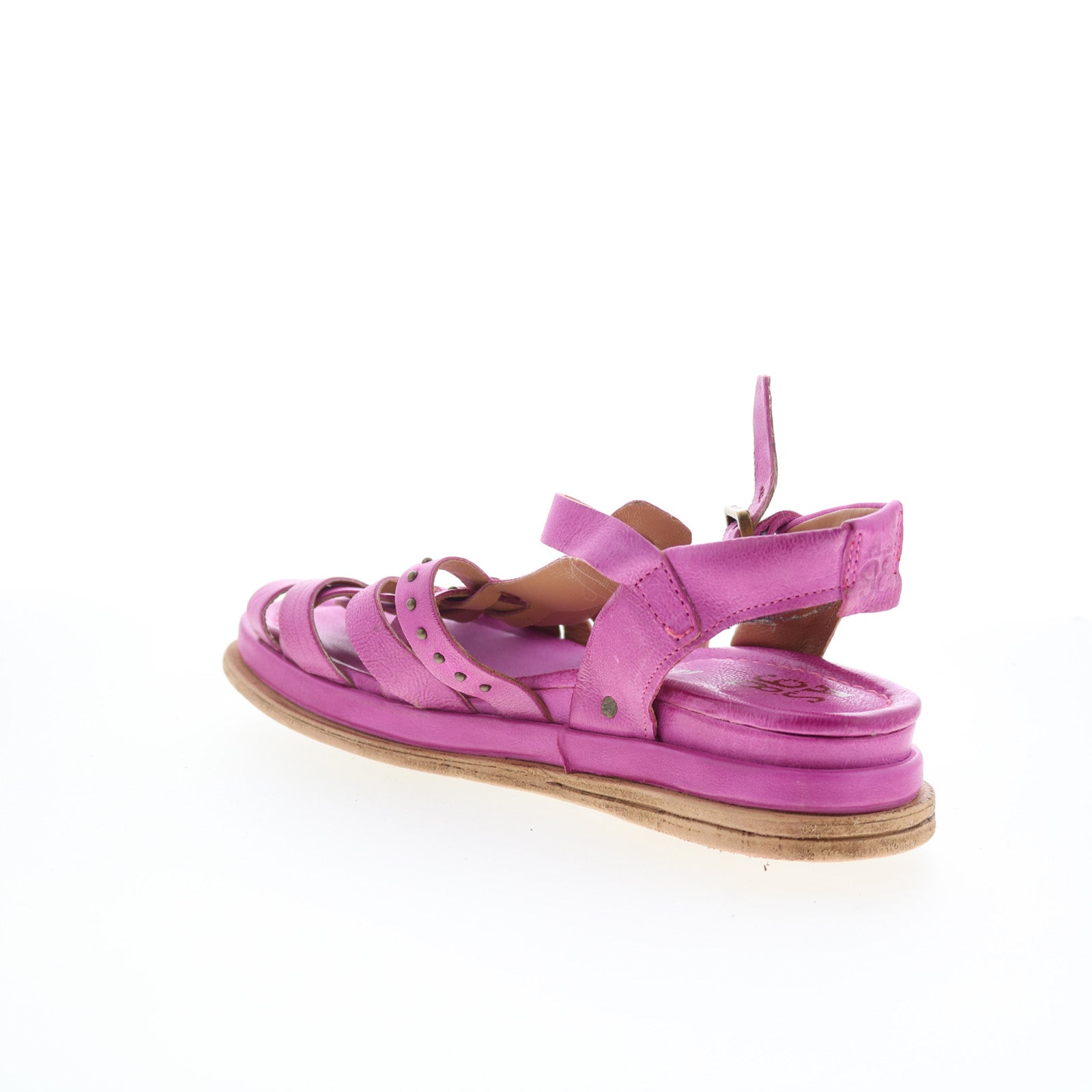 Satchel Womens Purple Leather Hook & Loop Strap Sandals Shoes