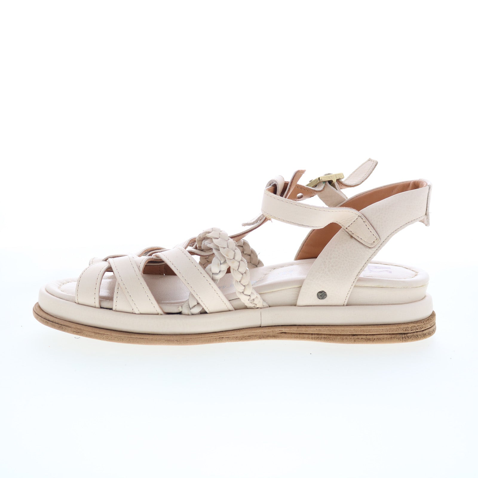Saul Womens Beige Leather Hook & Loop Strap Sandals Shoes